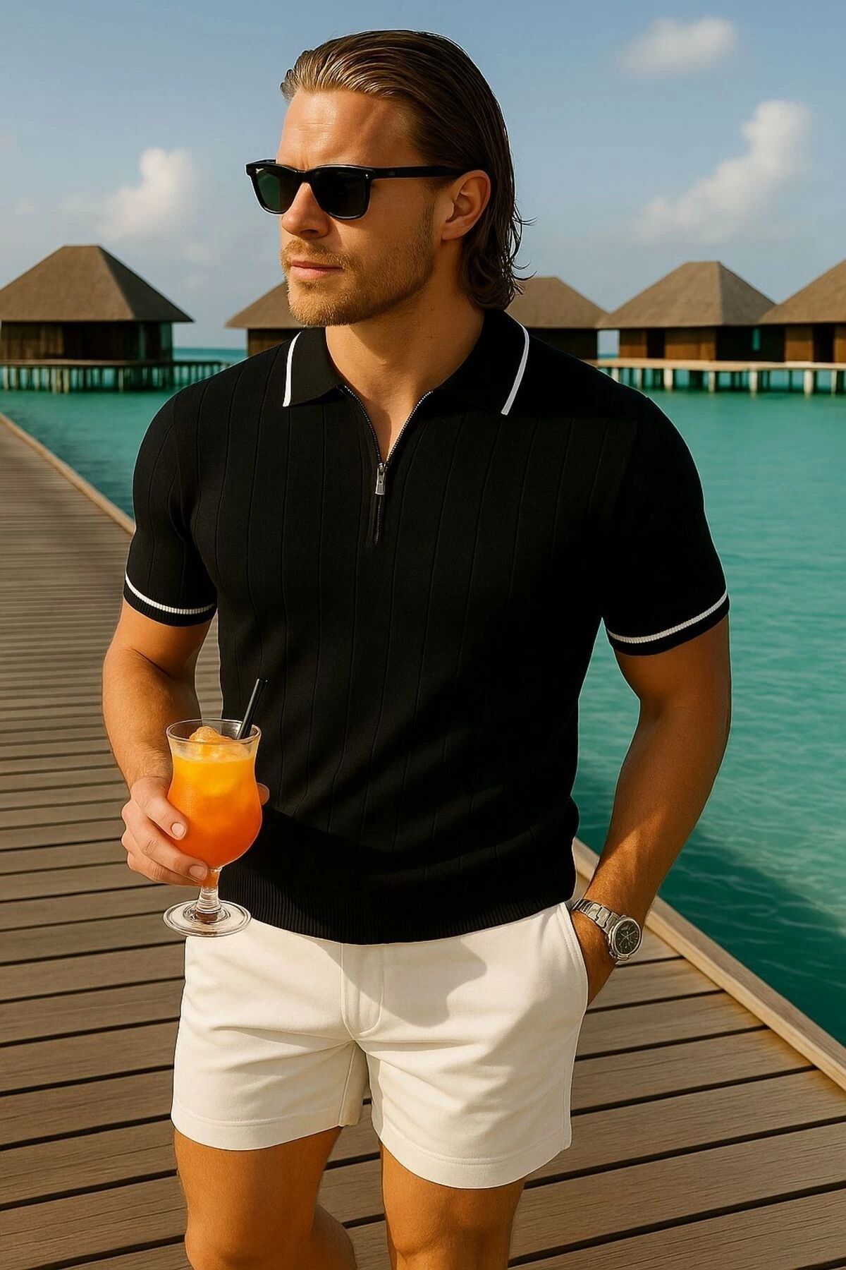 LC Waikiki LCWAIKIKI Polo Yaka Fermuarlı Kısa Kollu Erkek Yazlık Triko Tişört - T-shirt
