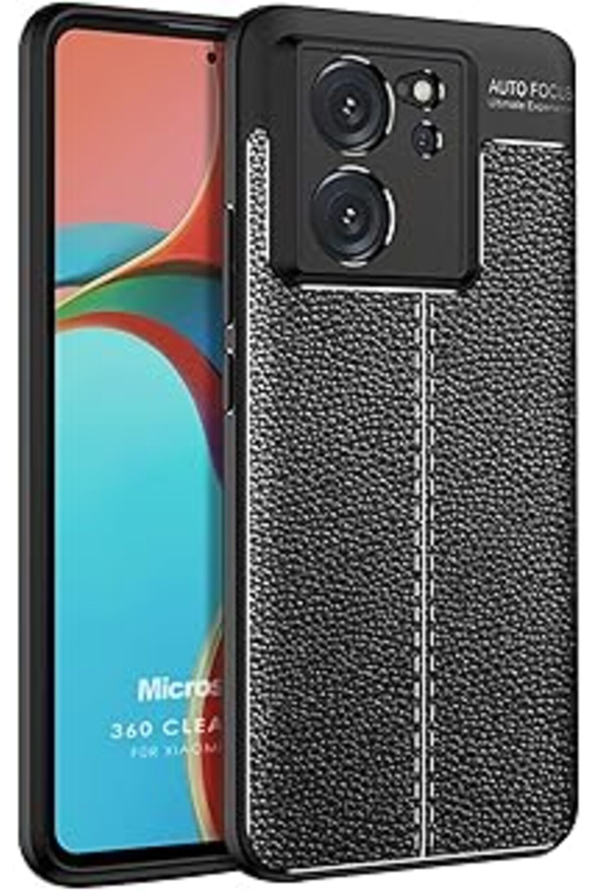 Pazarcan Microsonic Xiaomi Mi 13T Pro Kılıf Deri Dokulu Silikon Siyah [Mi 13T Pro Ile Uyumlu Kılıf - Siyah]