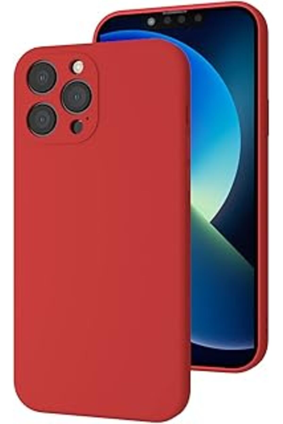Pazarcan Bause Iphone 12 Uyumlu Kamera Korumalı, Mikrofiber Astarlı, Sıvı Silikon Kılıf (Pastel Kırmızı)