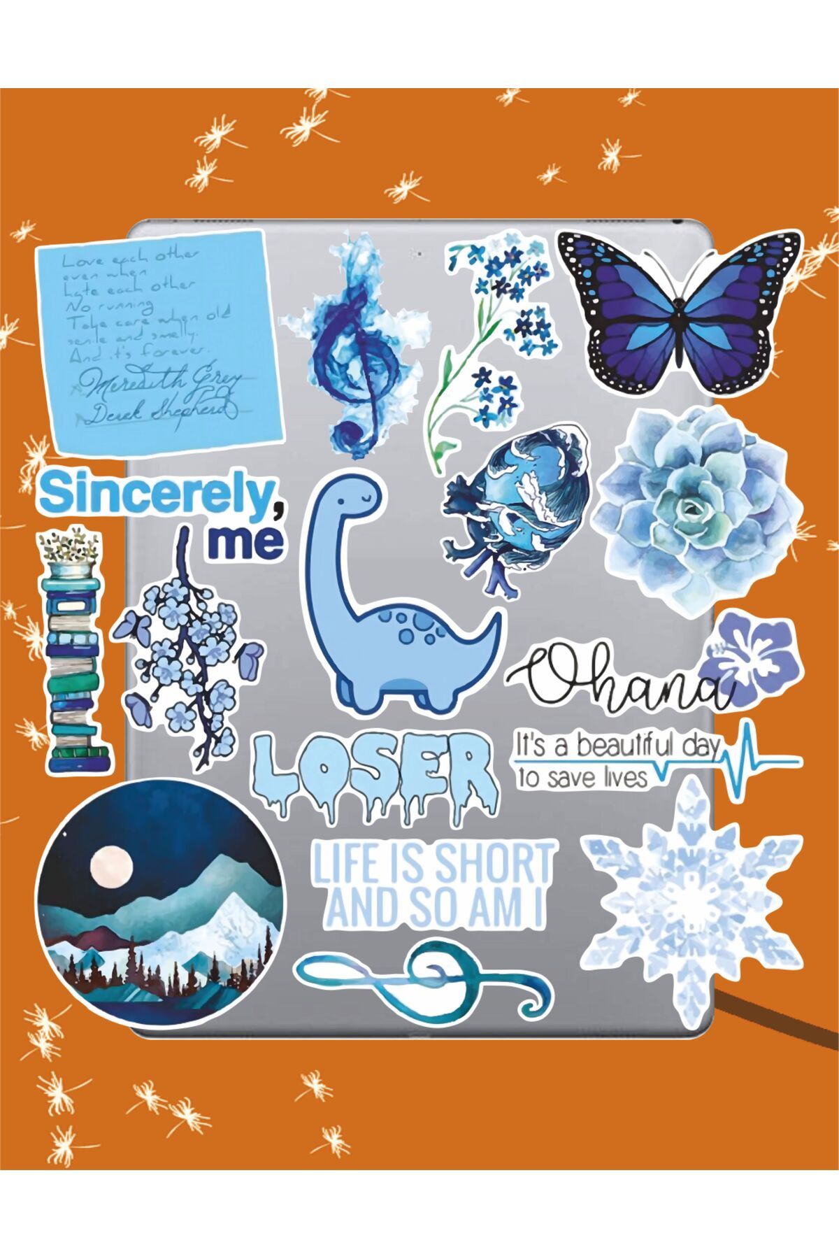 hediyenebak Blue Temalı Seri 3 Sticker Seti | Laptop Ajanda Notebook Tablet Telefon Defter Etiket Bullet Journal