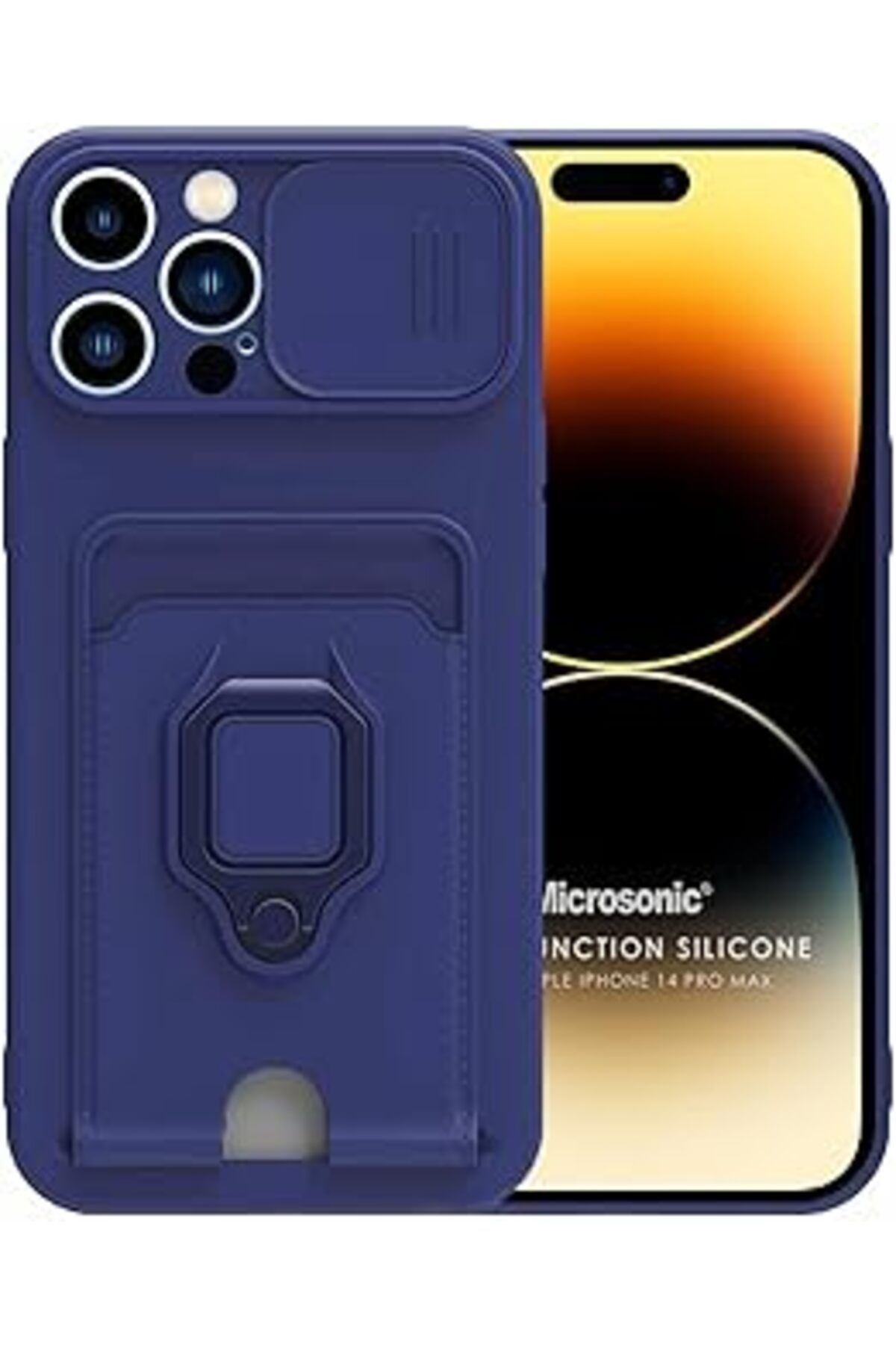 Pazarcan Microsonic Apple Iphone 14 Pro Max Için Kılıf Multifunction Silicone Lacivert [Iphone 14 Pro Max Il