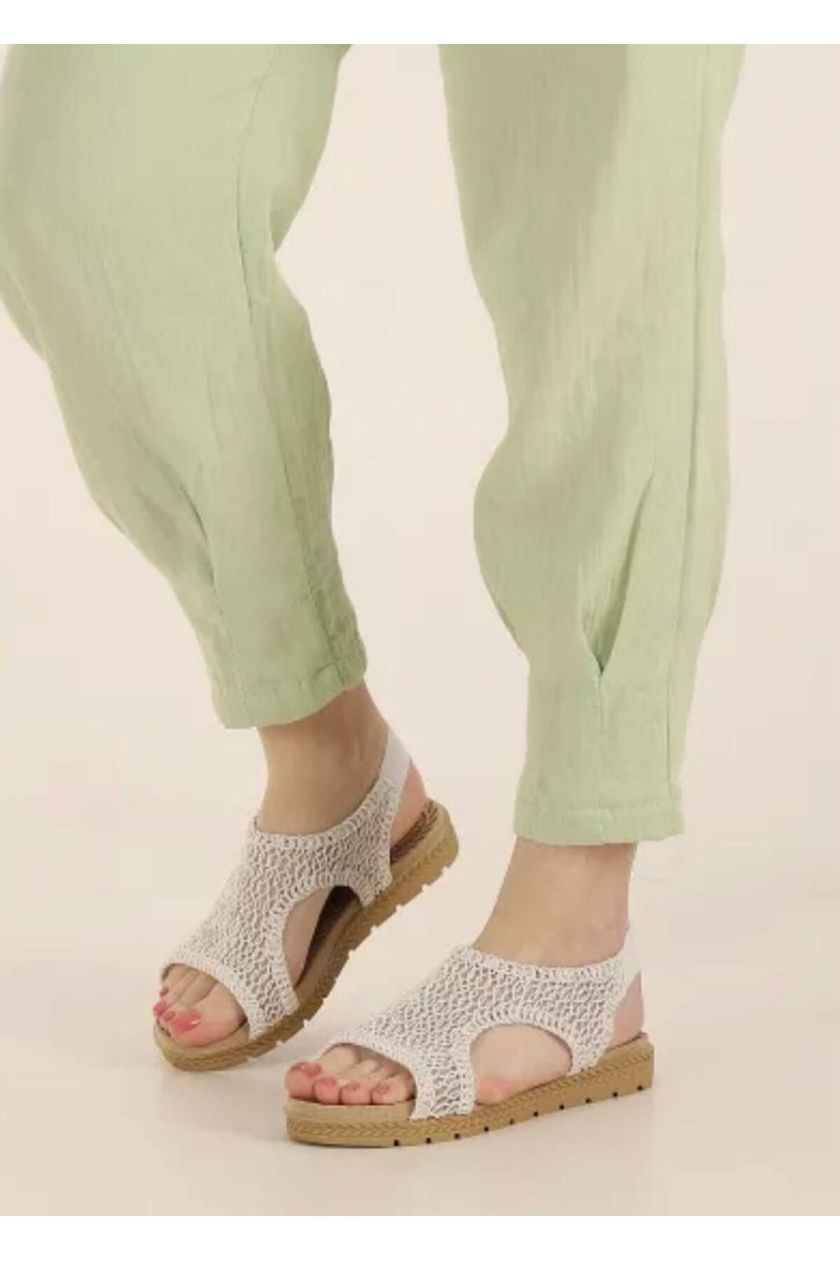 GRK FASHION Örgülü Kadın Sandalet Yazlık Sandalet