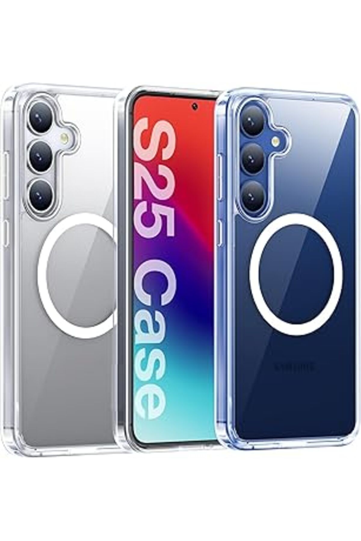 Pazarcan Happy Trend Samsung Galaxy S25 Ultra Uyumlu Kablosuz Şarj Özellikli Şeffaf Kılıf Silikon Sararmaya