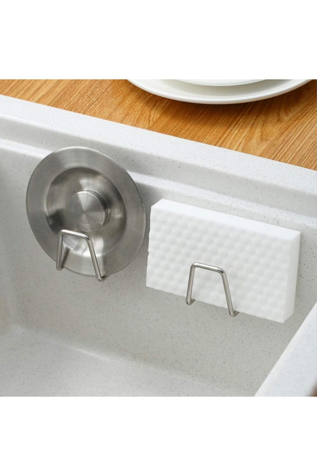 Sea Home Bulaşık Süngeri Tutacağı Paslanmaz Çelik Yapışkanlı Sünger Tutucu Çok Amaçlı Askı 2 Adet M-SNG1