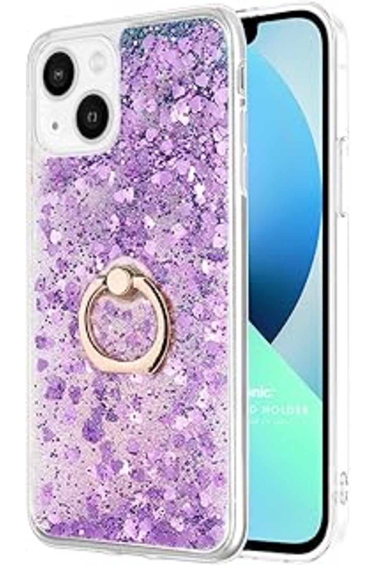 Karachil Microsonic Apple Iphone 13 Için Kılıf Glitter Liquid Holder Mor [Iphone 13 Ile Uyumlu Kılıf - Mor]