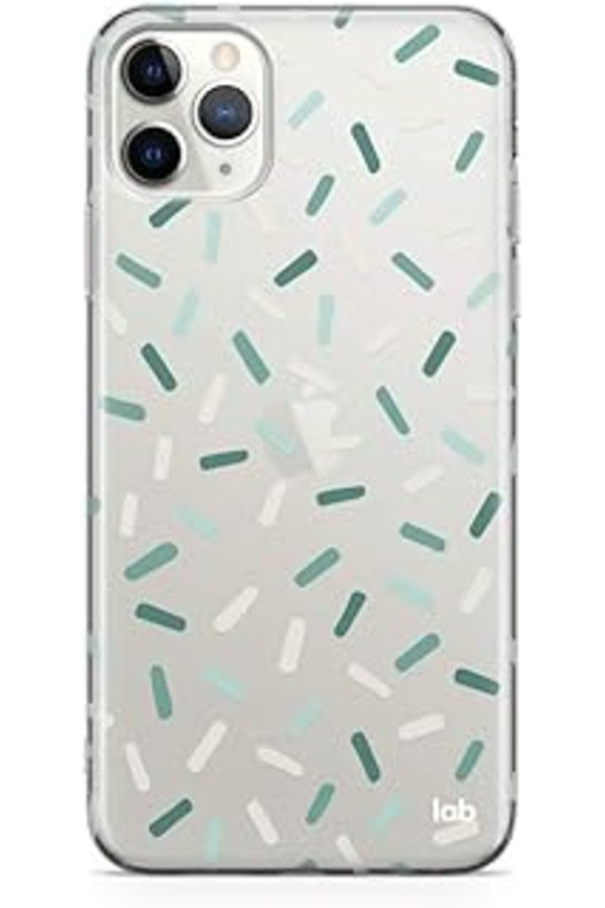 Karachil Caseslab Apple Iphone 11 Pro Max "Confetti Green" Tasarımlı Şeffaf Kılıf