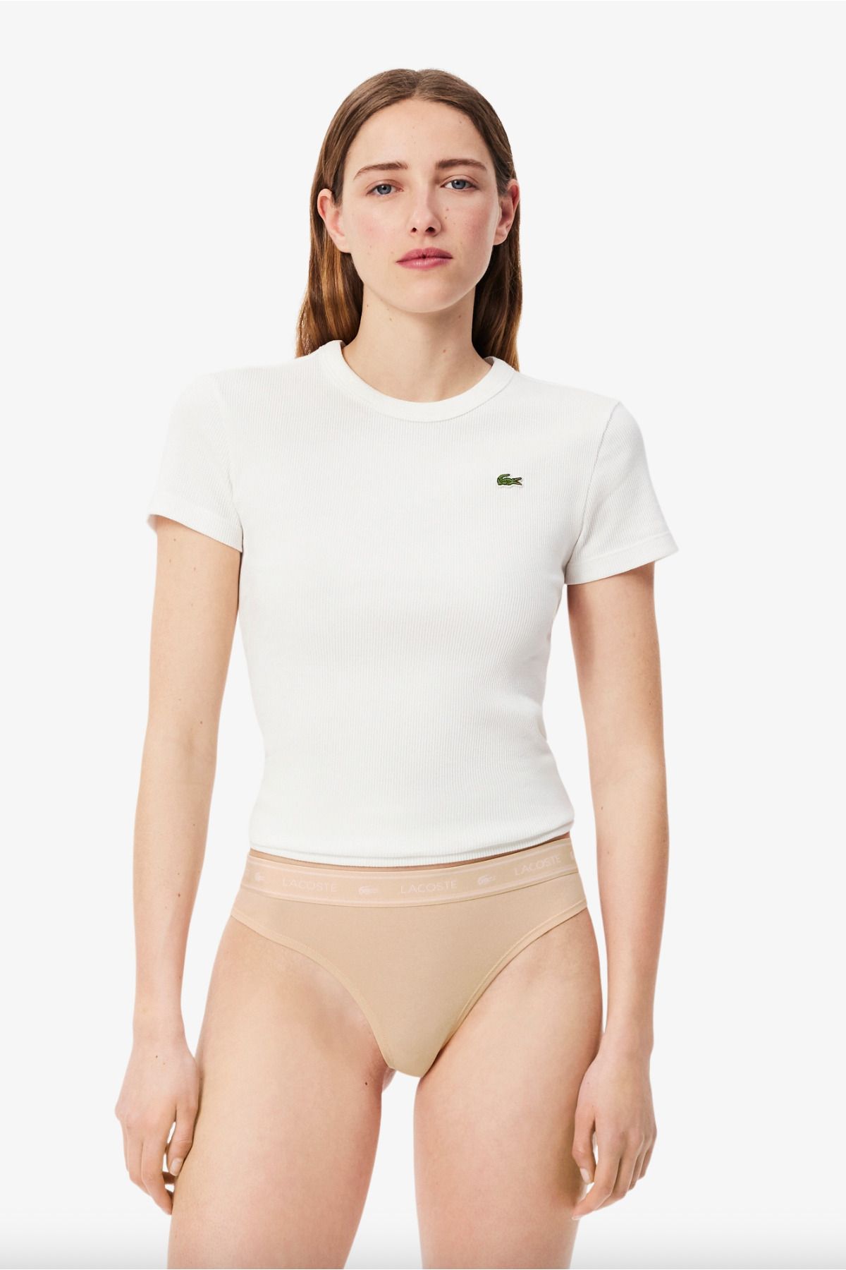 Lacoste Logo Waist Stretch Cotton String Briefs