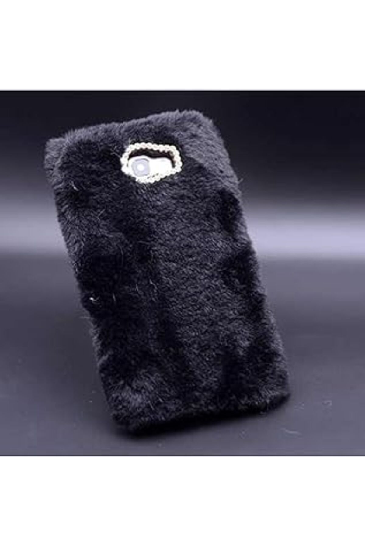Pazarcan Samsung Galaxy J7 Prime Uyumlu Tüylü Yumuşak Peluşlu Silikon Kılıf (Siyah)