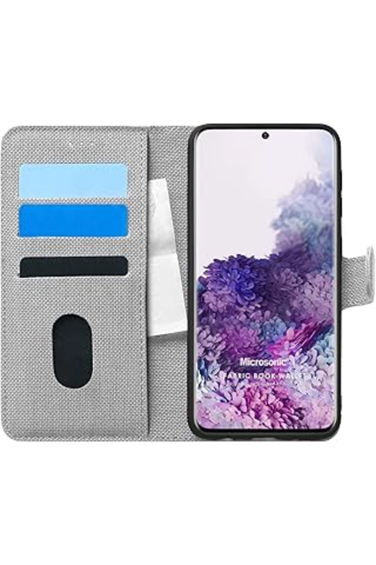 Pazarcan Microsonic Samsung Galaxy S20 Plus Için Kılıf Fabric Book Wallet Gri [Galaxy S20 Plus Ile Uyumlu Kı