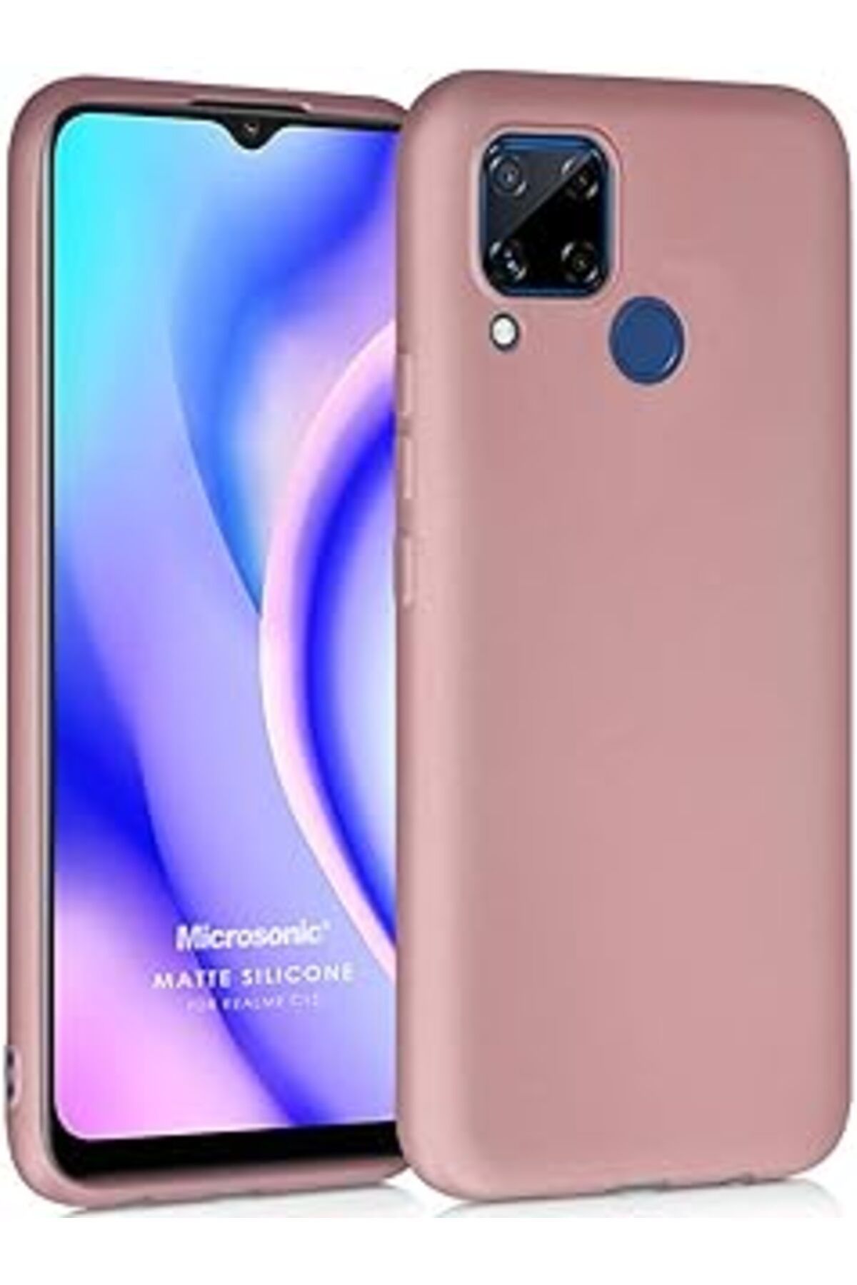 Pazarcan Microsonic Matte Silicone Realme C15 Için Kılıf Rose Gold [Realme C15 Ile Uyumlu Kılıf - Rose Gold]
