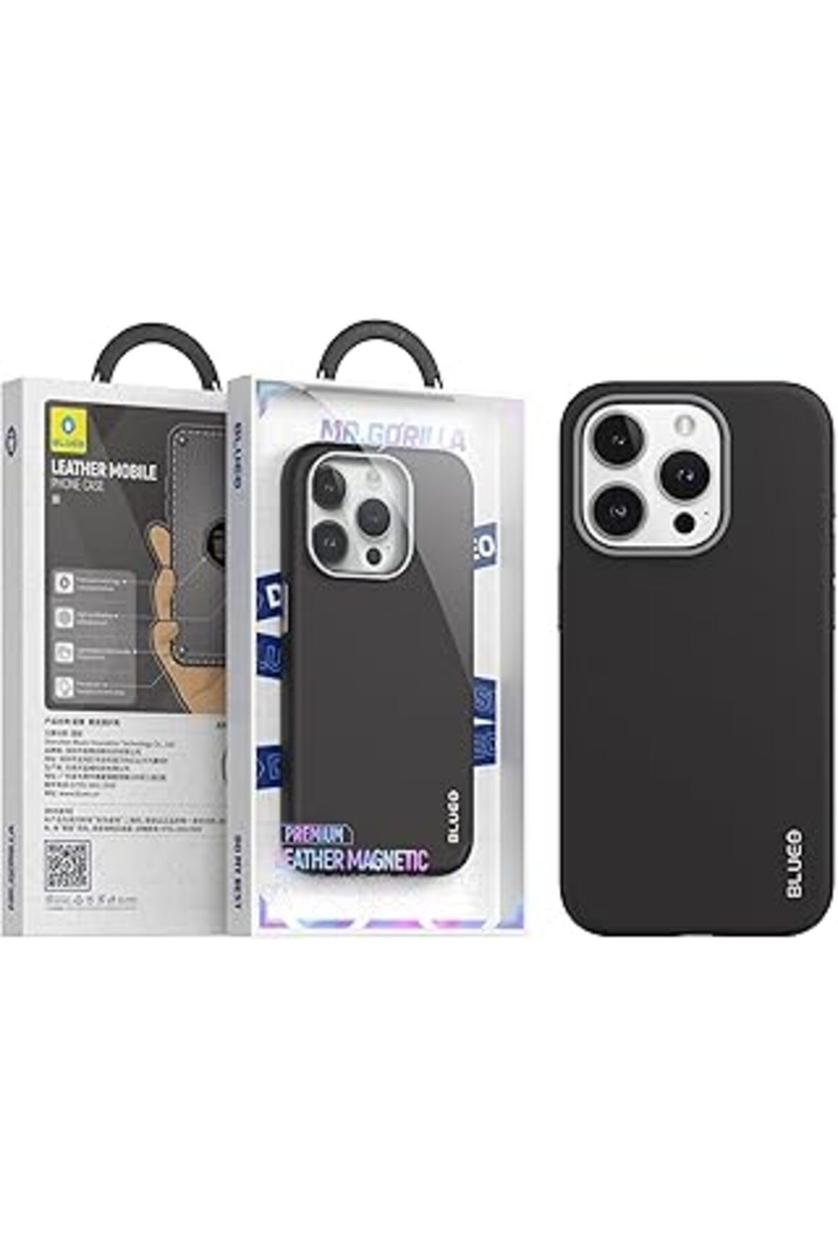 Karachil Blueo Iphone 14/15 Serisi Uyumlu Premium Deri Telefon Kılıfı (Siyah, Iphone 15 Pro Max)