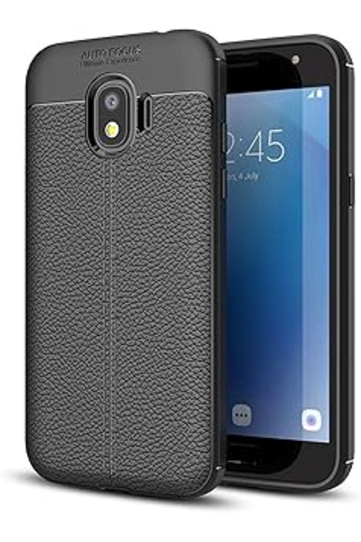 Pazarcan Microsonic Samsung Galaxy J4 Için Kılıf Deri Dokulu Silikon Siyah [Galaxy J4 Ile Uyumlu Kılıf - Siy