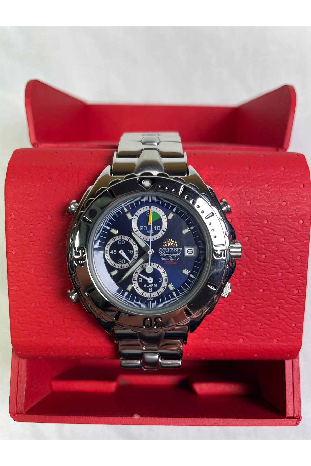 Orient BS902025114A Retro Model Çelik Kasa Çelik Takvimli Lacivert Kadranlı Lüks Erkek Kol Saati