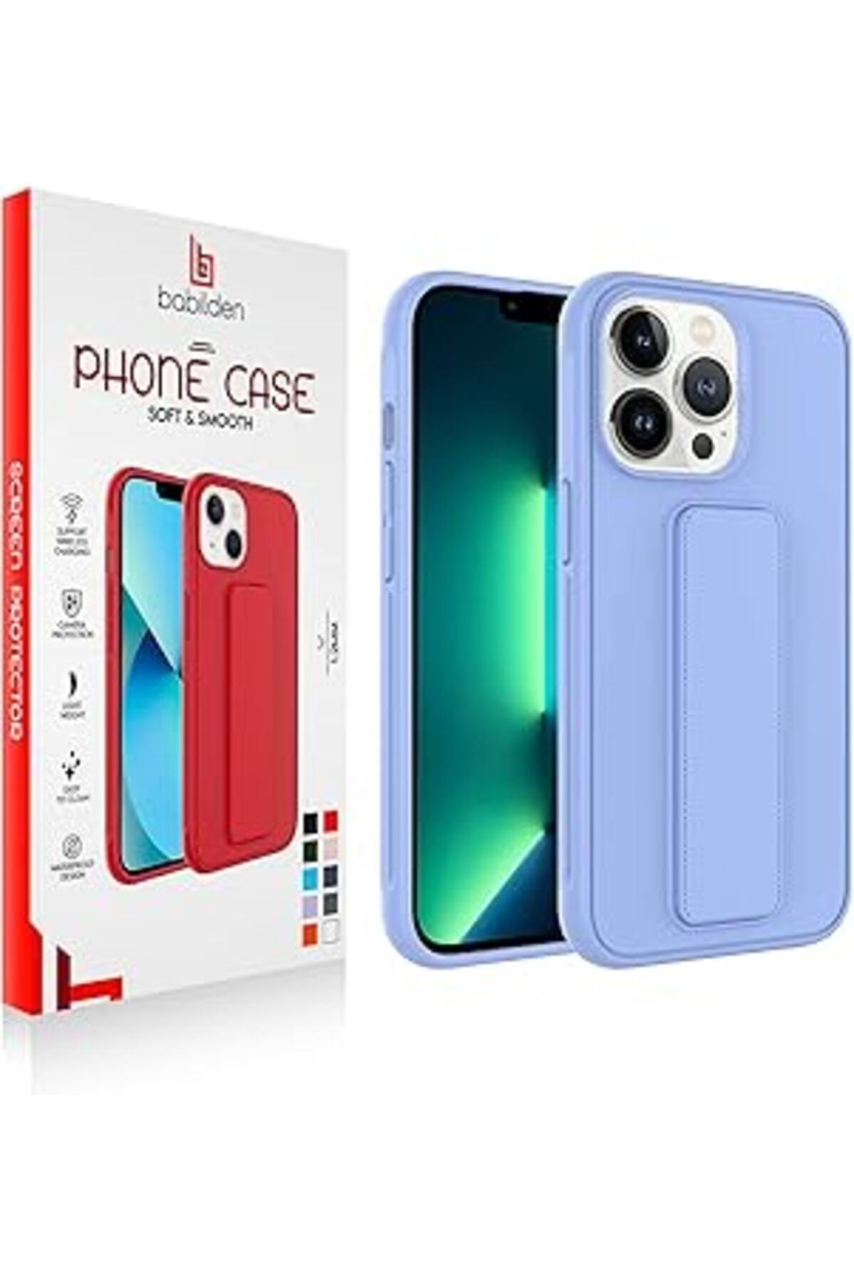 Pazarcan Babilden Iphone Mıknatıslı Standlı Darbe Emici Ibola Iphone 13 Pro Max Kılıf (Lila)