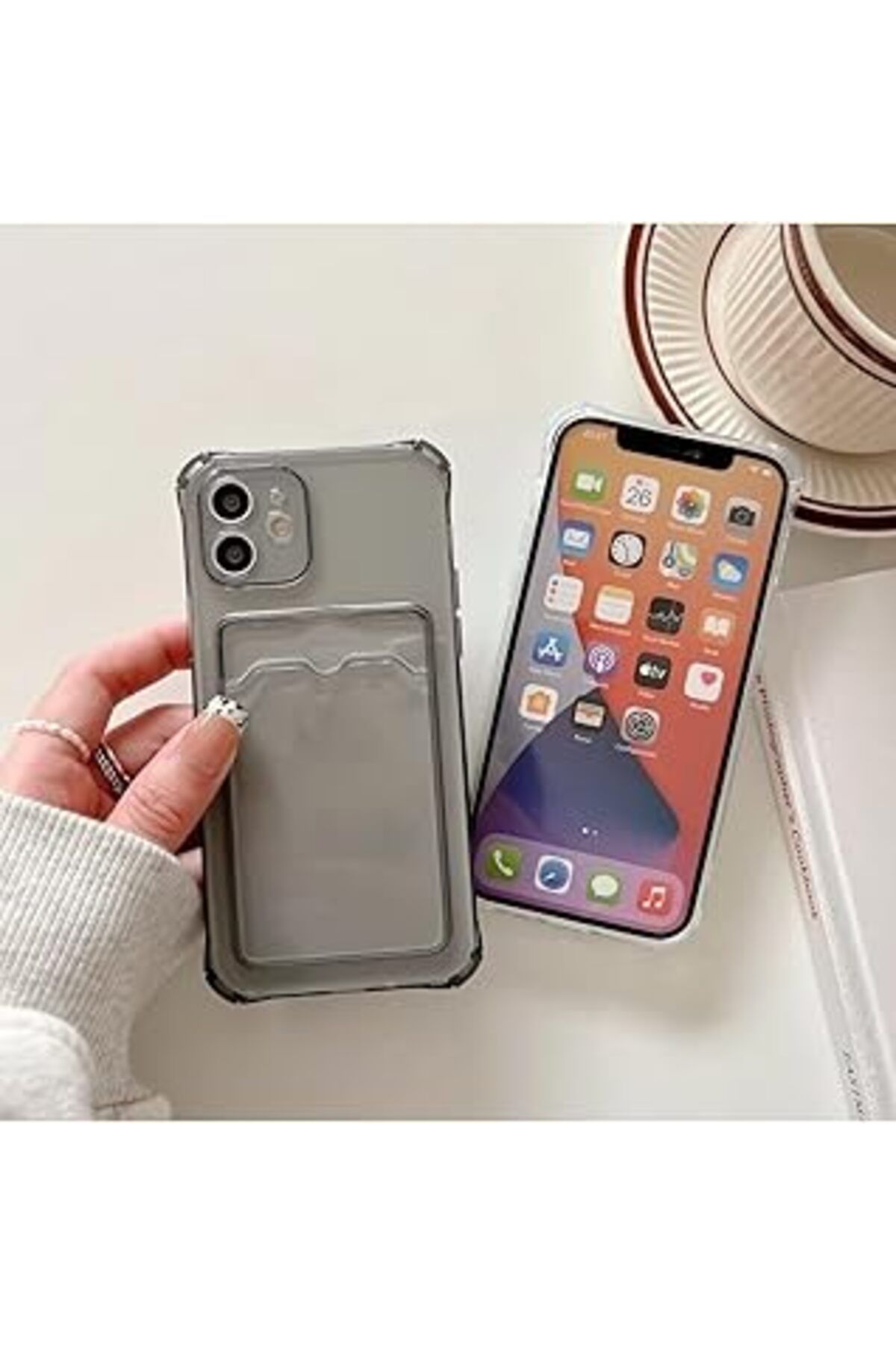 Pazarcan Ggm Giyim & Aksesuar Iphone 11 (6.1) Uyumlu Lüx Kartlıklı Şeffaf Telefon Kılıfı (Siyah)