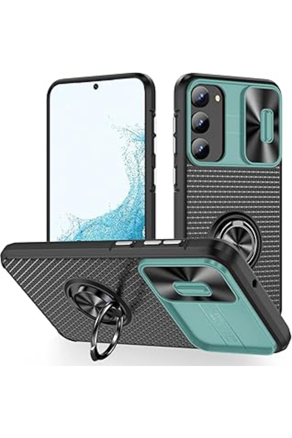 Pazarcan Galaxy S23 Ile Uyumlu Kılıf Halka Tutucu Kamera Korumalı Kılıf Slayt Kapak Güçlendirilmiş Tpu Malze