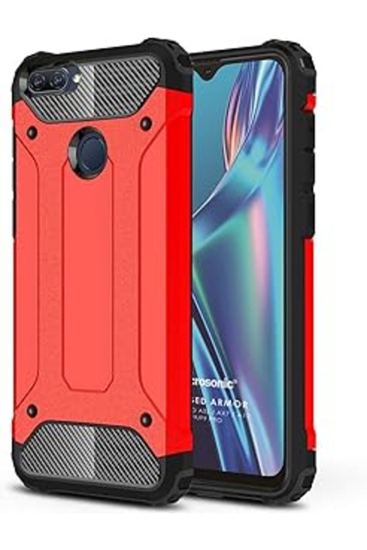 Pazarcan Microsonic Oppo A12 Kılıf Rugged Armor Kırmızı