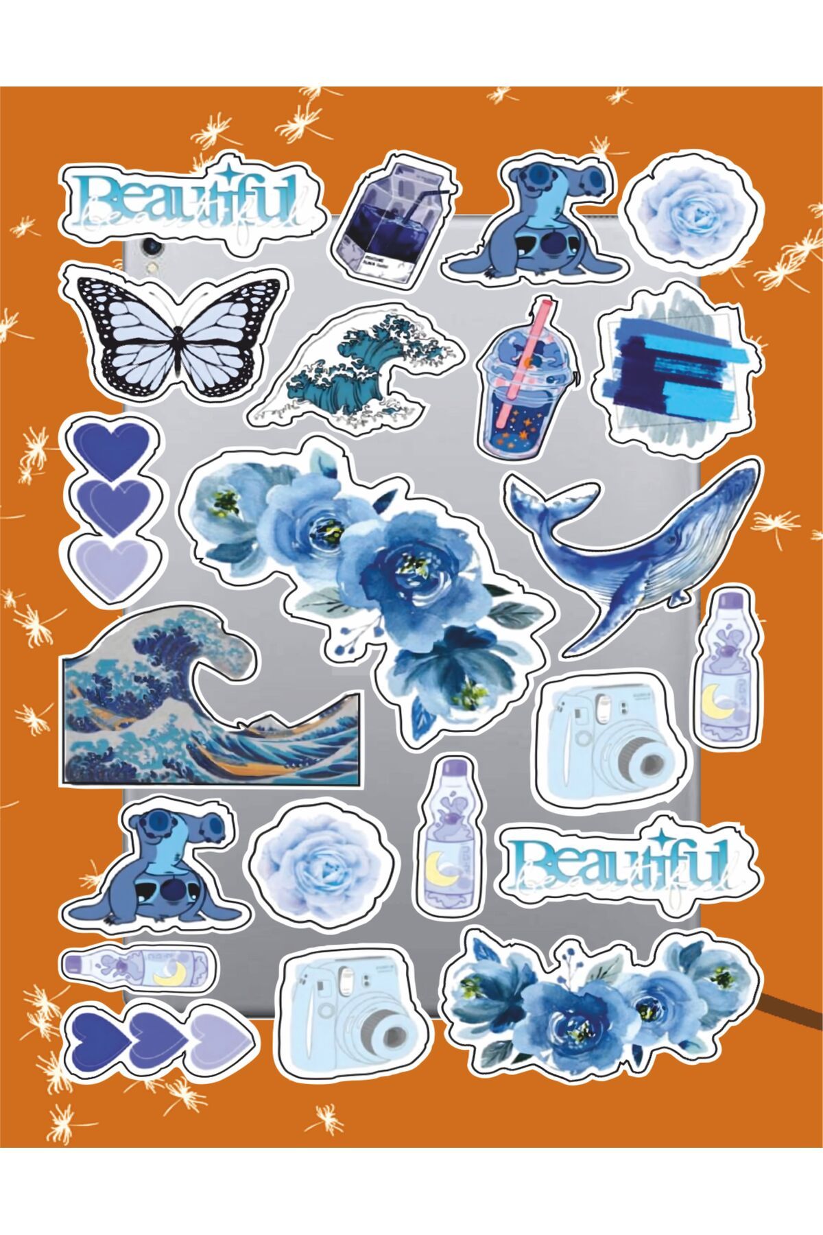 hediyenebak Blue Temalı Seri 2 Sticker Seti | Laptop Ajanda Notebook Tablet Telefon Defter Etiket Bullet Journal