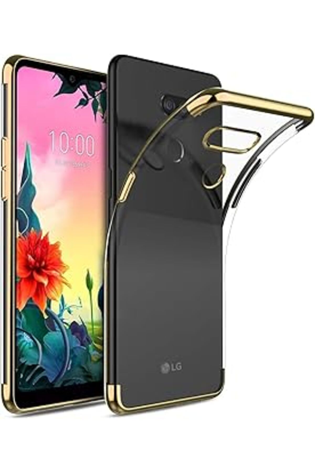 Pazarcan Microsonic Lg K40S Kılıf Skyfall Transparent Clear Gold
