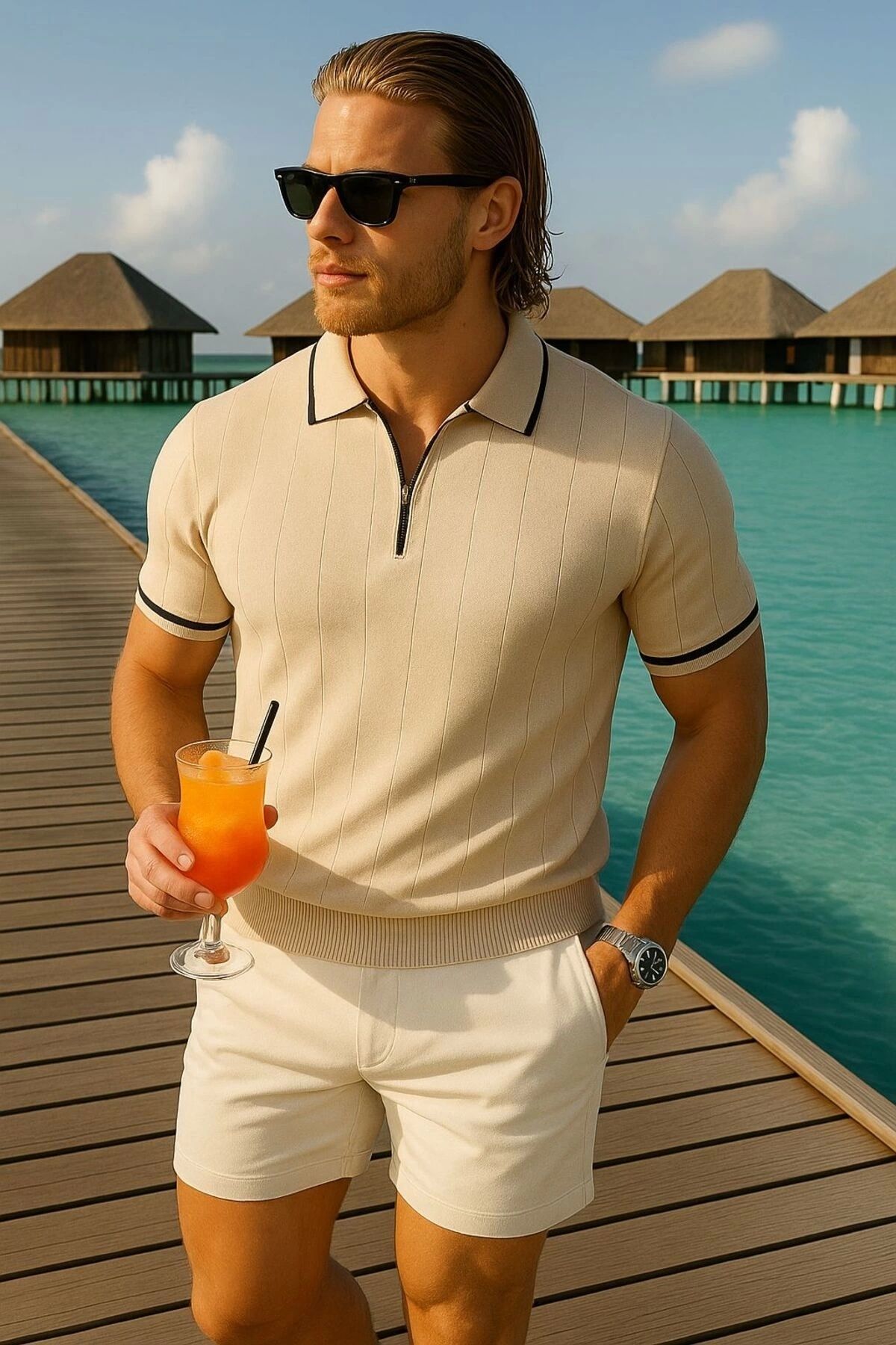 LC Waikiki LCWAIKIKI Polo Yaka Fermuarlı Kısa Kollu Erkek Yazlık Triko Tişört - T-shirt