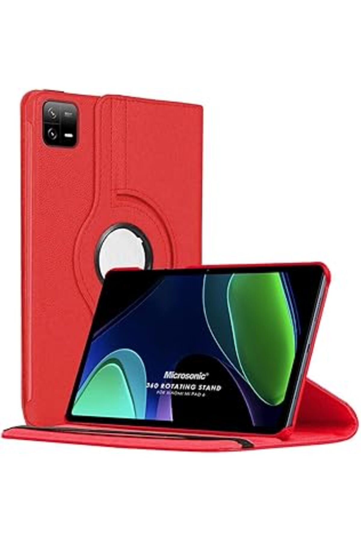 Pazarcan Microsonic Xiaomi Pad 6 Için Kılıf 360 Rotating Stand Deri Kırmızı [Pad 6 Ile Uyumlu Kılıf - Kırmız