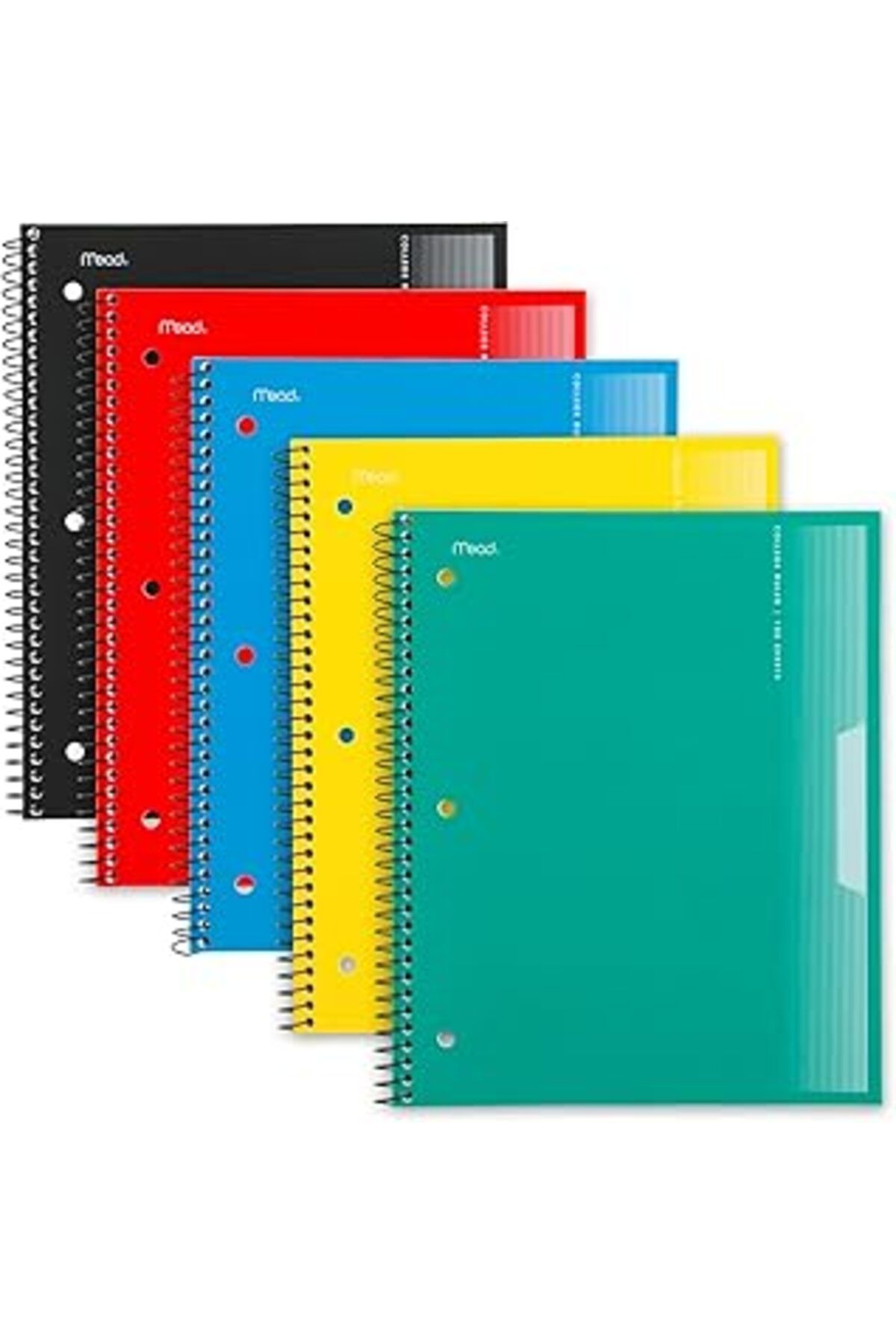 Pazarcan Mead Spiral Defterler, 5'Li Paket, 1-Konu, Kolej Çizgili Kağıt, 8-1/2 "X 11", 100 Yaprak, Siyah, Sa