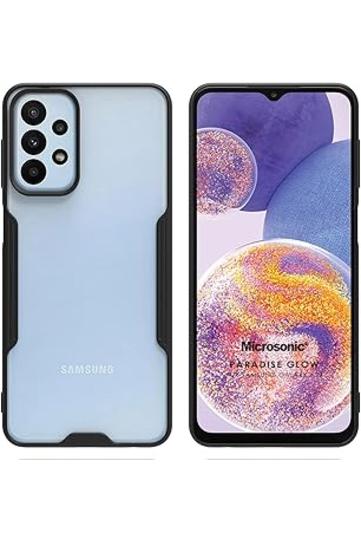 Pazarcan Microsonic Samsung Galaxy A23 Için Kılıf Paradise Glow Siyah [Galaxy A23 Ile Uyumlu Kılıf - Siyah]