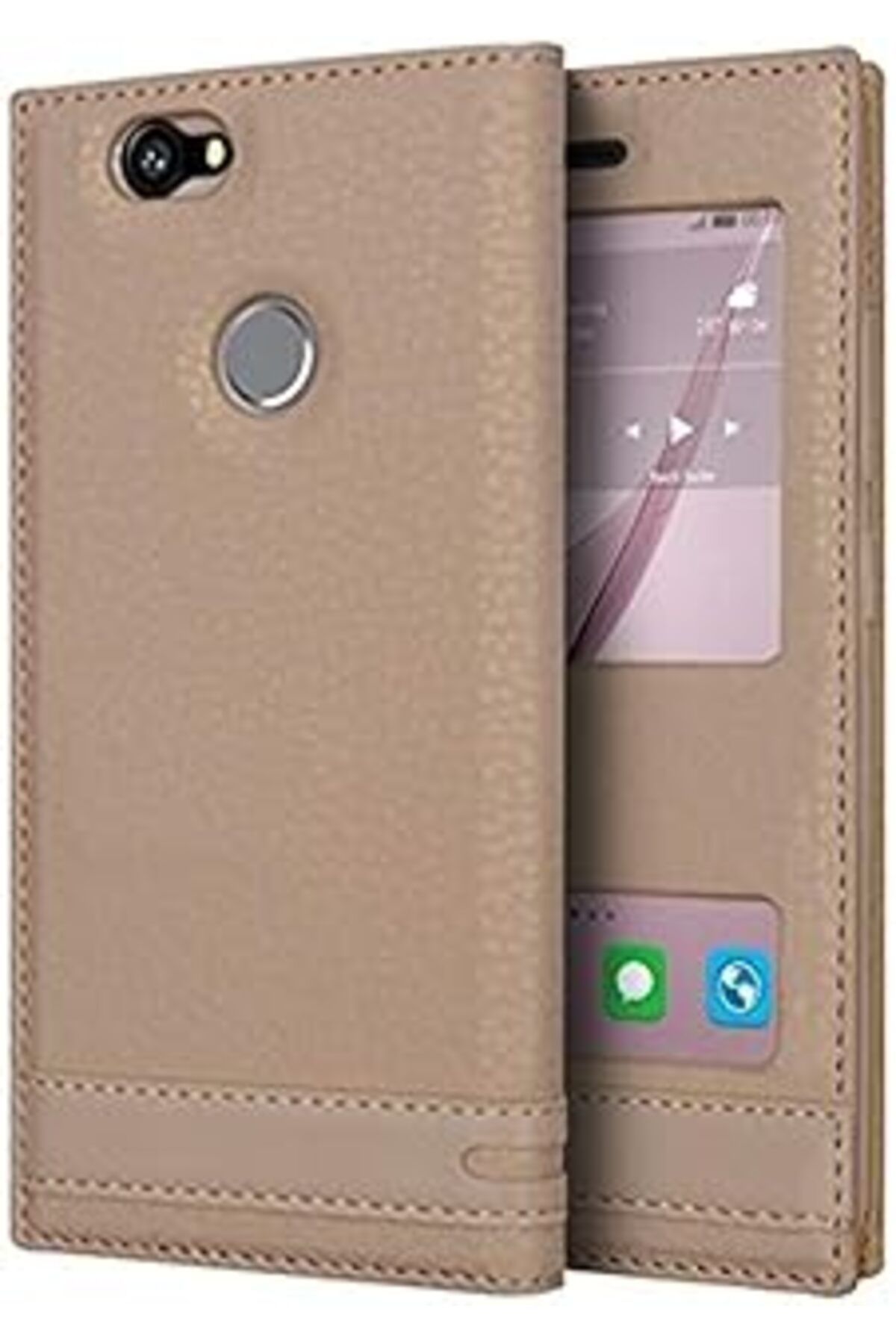 Pazarcan Microsonic 12206 Huawei Nova Kılıf Dual View Gizli Mıknatıslı, Altın