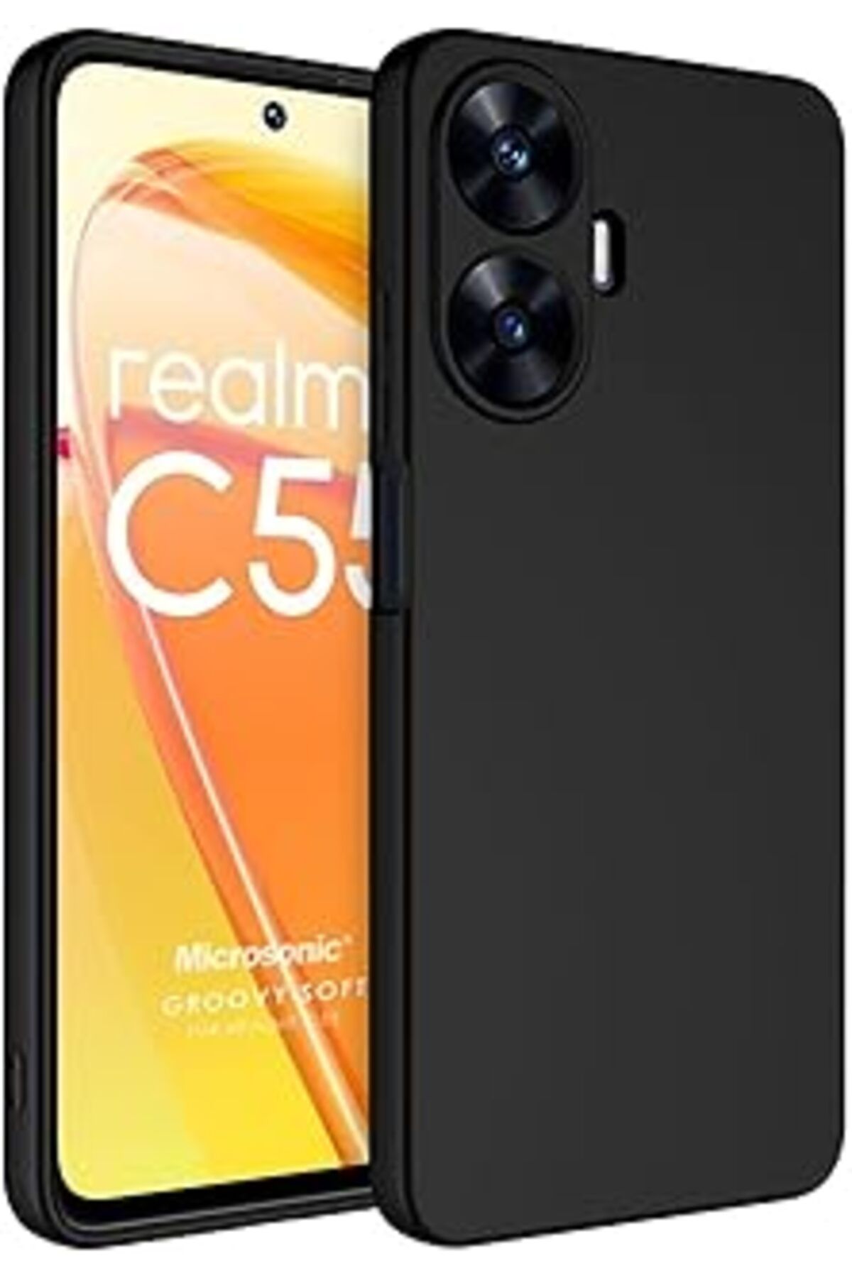 Pazarcan Microsonic Realme C55 Için Kılıf Groovy Soft Siyah [Realme C55 Ile Uyumlu Kılıf - Siyah]