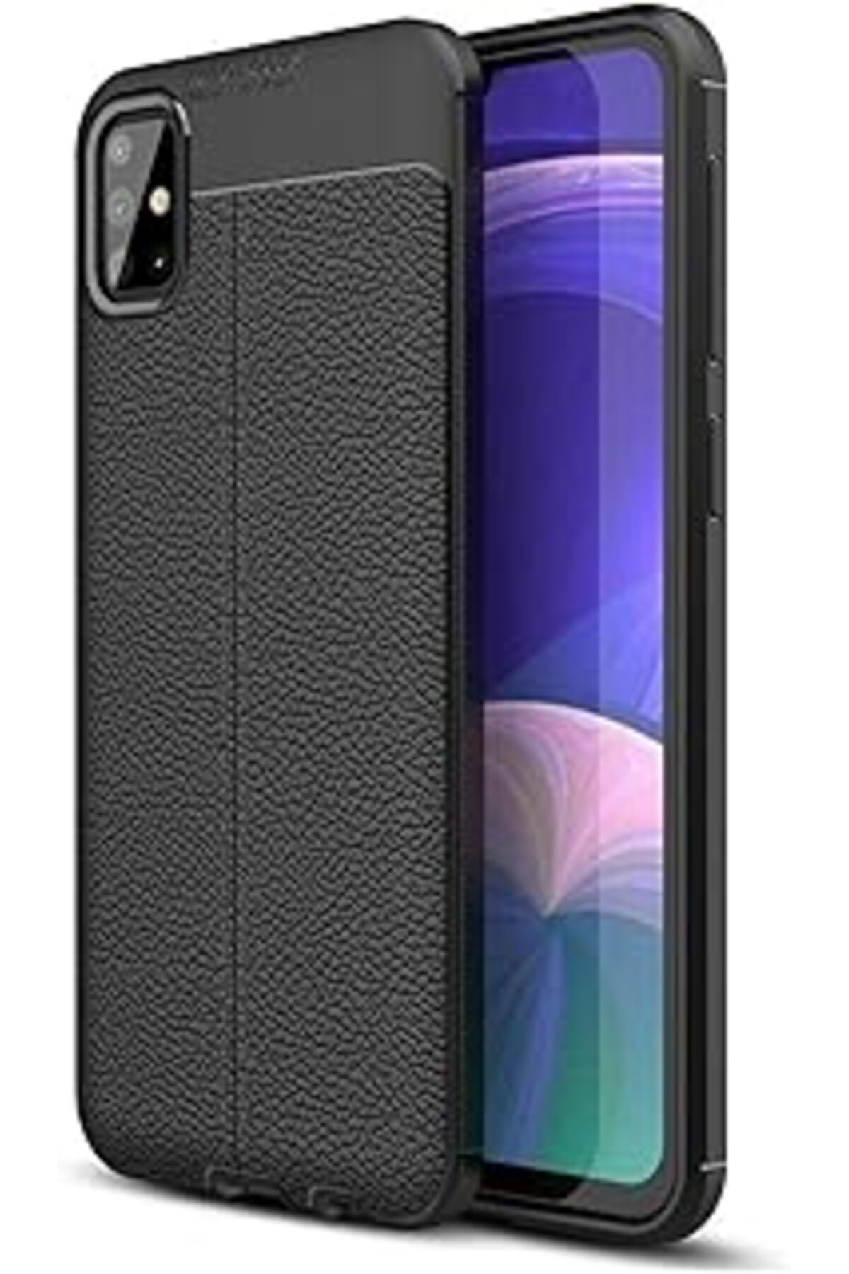 Karachil Microsonic Samsung Galaxy A71 Için Kılıf Deri Dokulu Silikon Siyah [Galaxy A71 Ile Uyumlu Kılıf - S