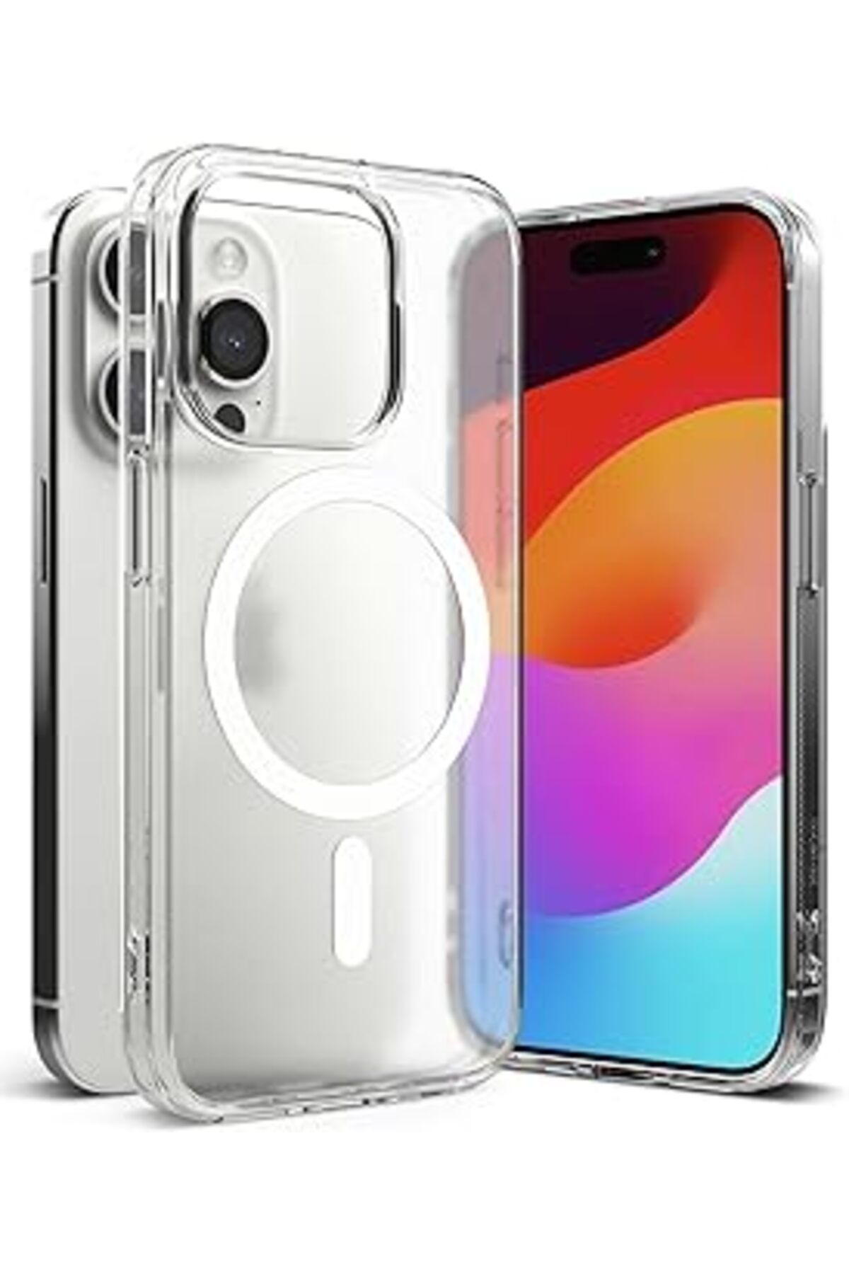 Pazarcan Minesk İphone 15 İçin Magsafe Ile Uyumlu Arkası Mat Görünümlü Polikarbonat Kenarları Silikon Parmak