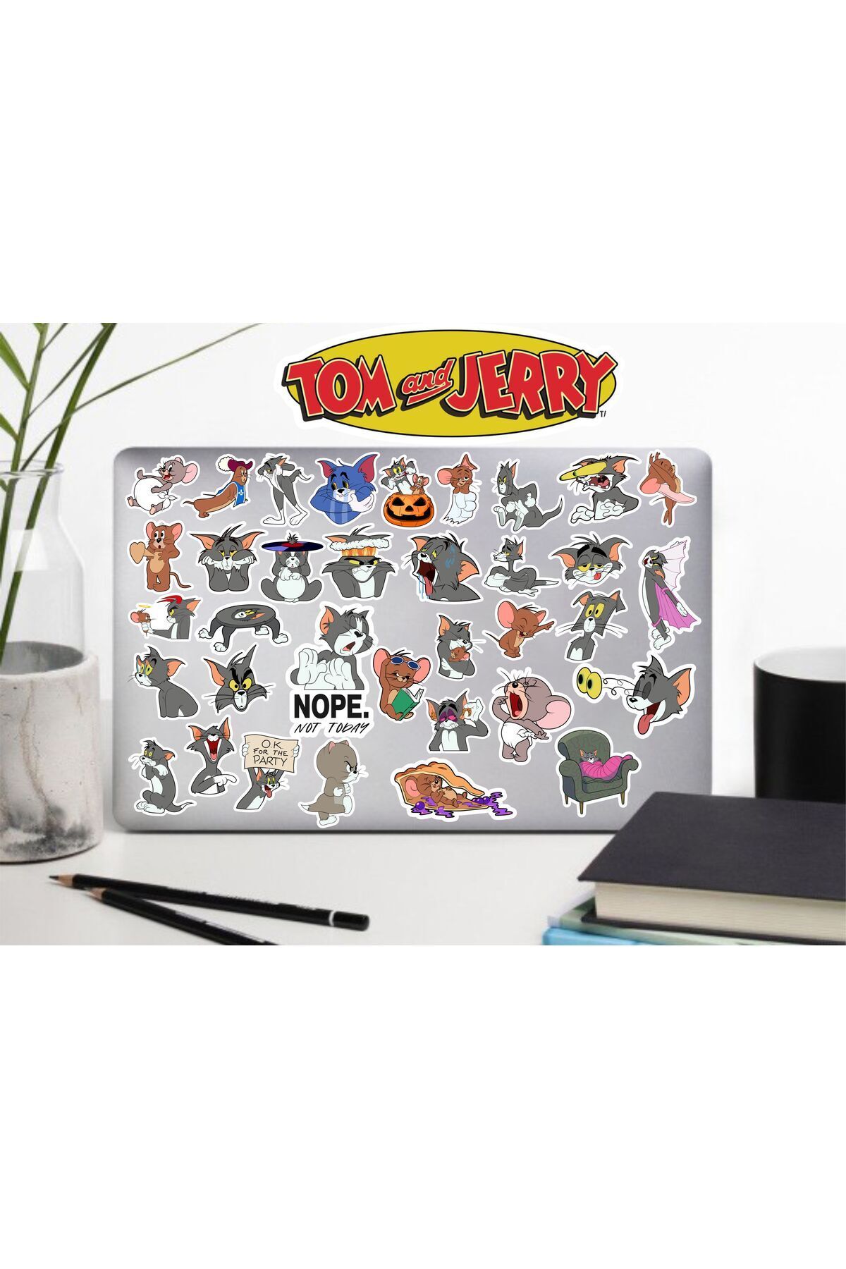 MS Major Selection Tom ve Jerry Seri 2 Sticker Telefon Laptop Notebook Tablet Defter Matara Sticker Etiket