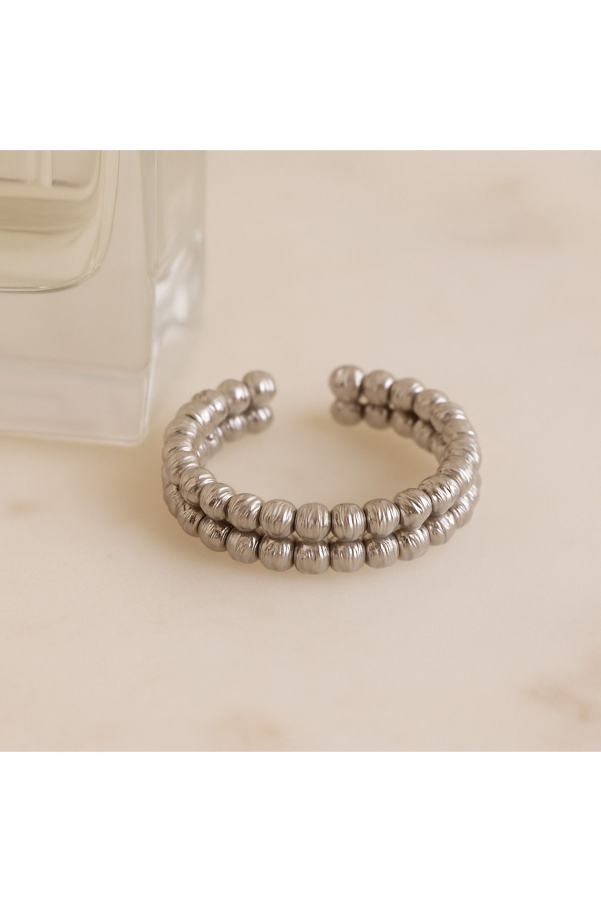 1881 STORE 925 Ayar 2 Sıra Gümüş - Altın - Rose Ayarlanabilir Dorika Yüzük