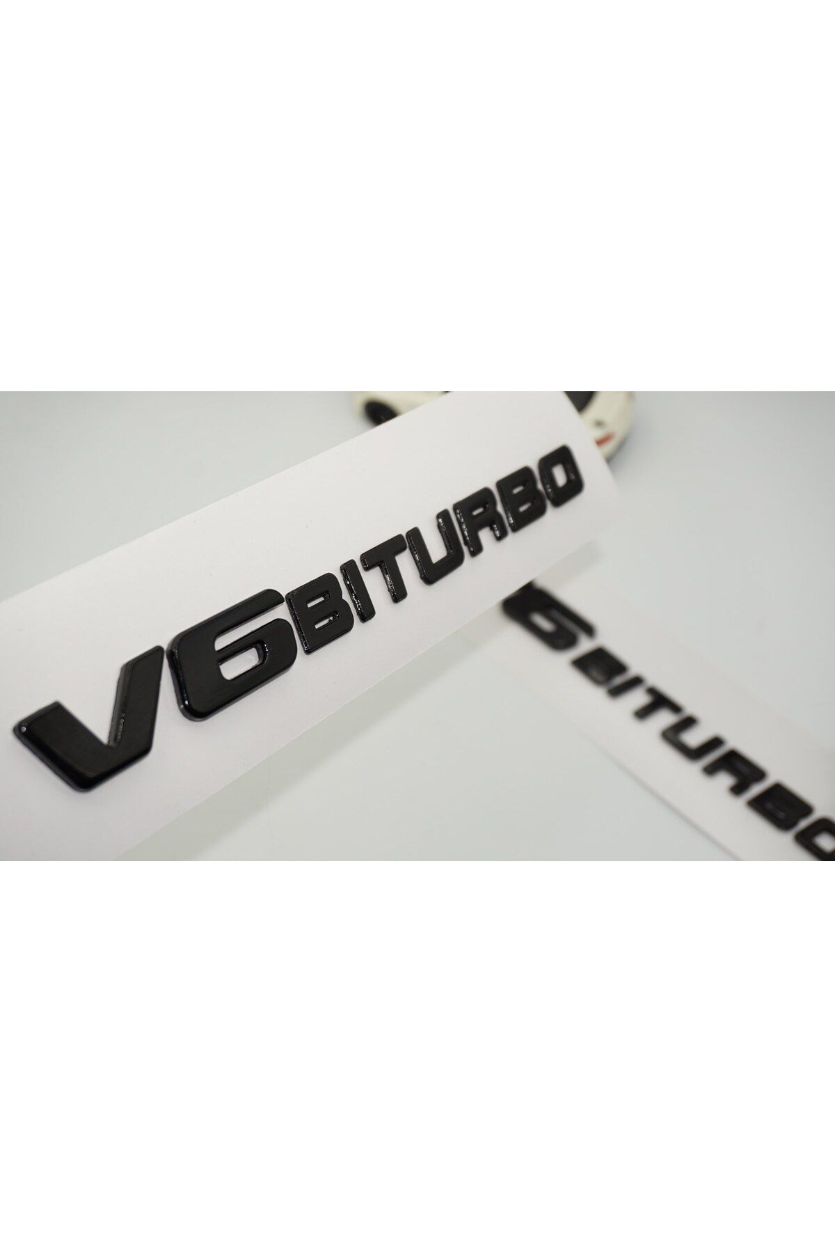 DK Tuning Benz V6 Biturbo Çamurluk Yanı Siyah Logo Amblem 2 Li Set
