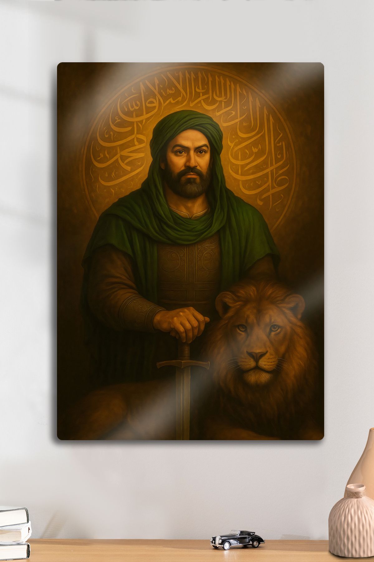 DekorHane Metal Baskı - Hazreti Ali, Zülfikar Aslan, Dekoratif Tablo, Alevi İslami, Dini Sanatsal