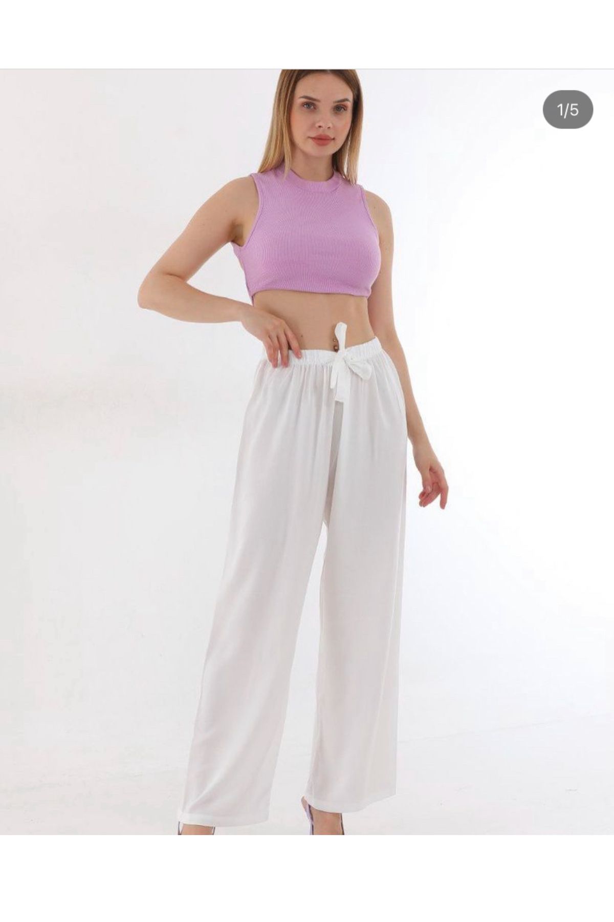 MERVIS BUTIK PAMUKLU VİSKON KUMAŞ LASTİKLİ BÜYÜK BEDEN PANTOLON