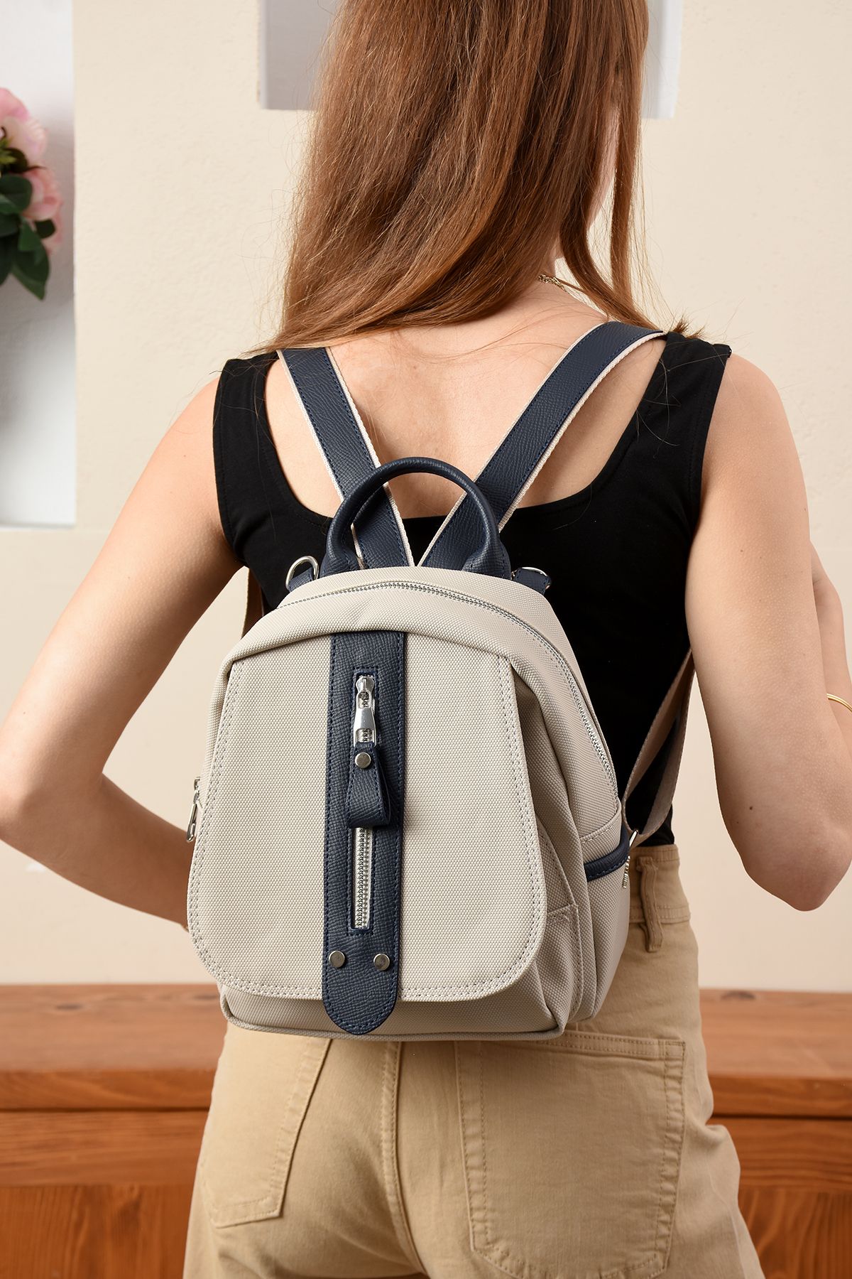 Just Polo 4 bölme fermuar detaylı %100 pvc kumaş sırt ve omuz çantası