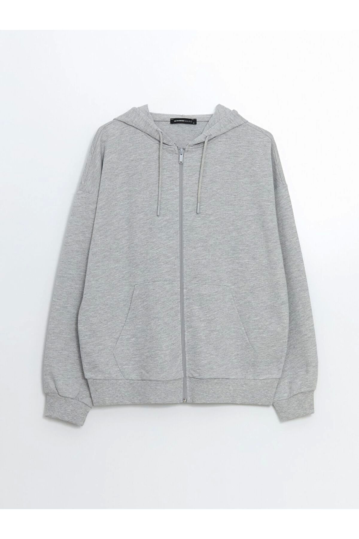 LC Waikiki LCWAIKIKI Kapüşonlu Oversize Kadın Fermuarlı Sweatshirt
