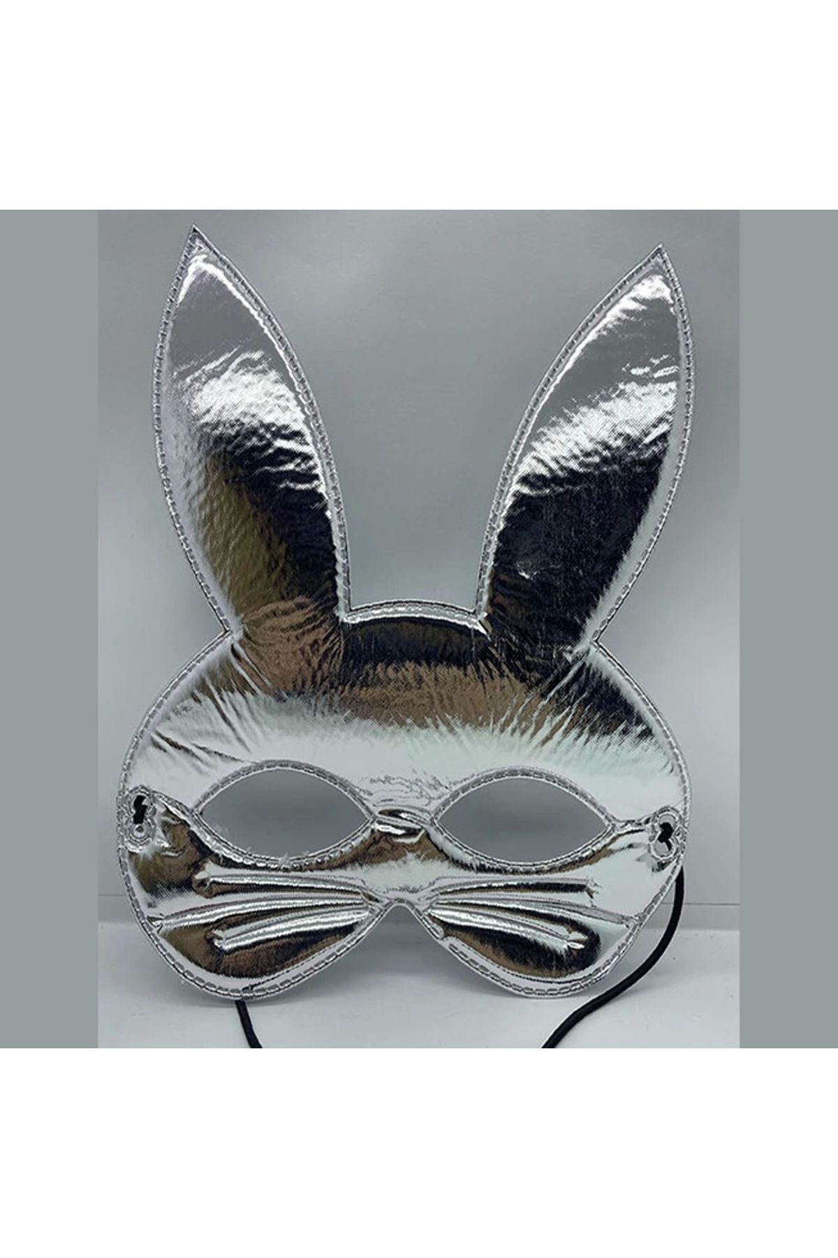 Nemere Gümüş Renk Kumaş Malzemeden İmal Tavşan Maskesi 25X17 cm