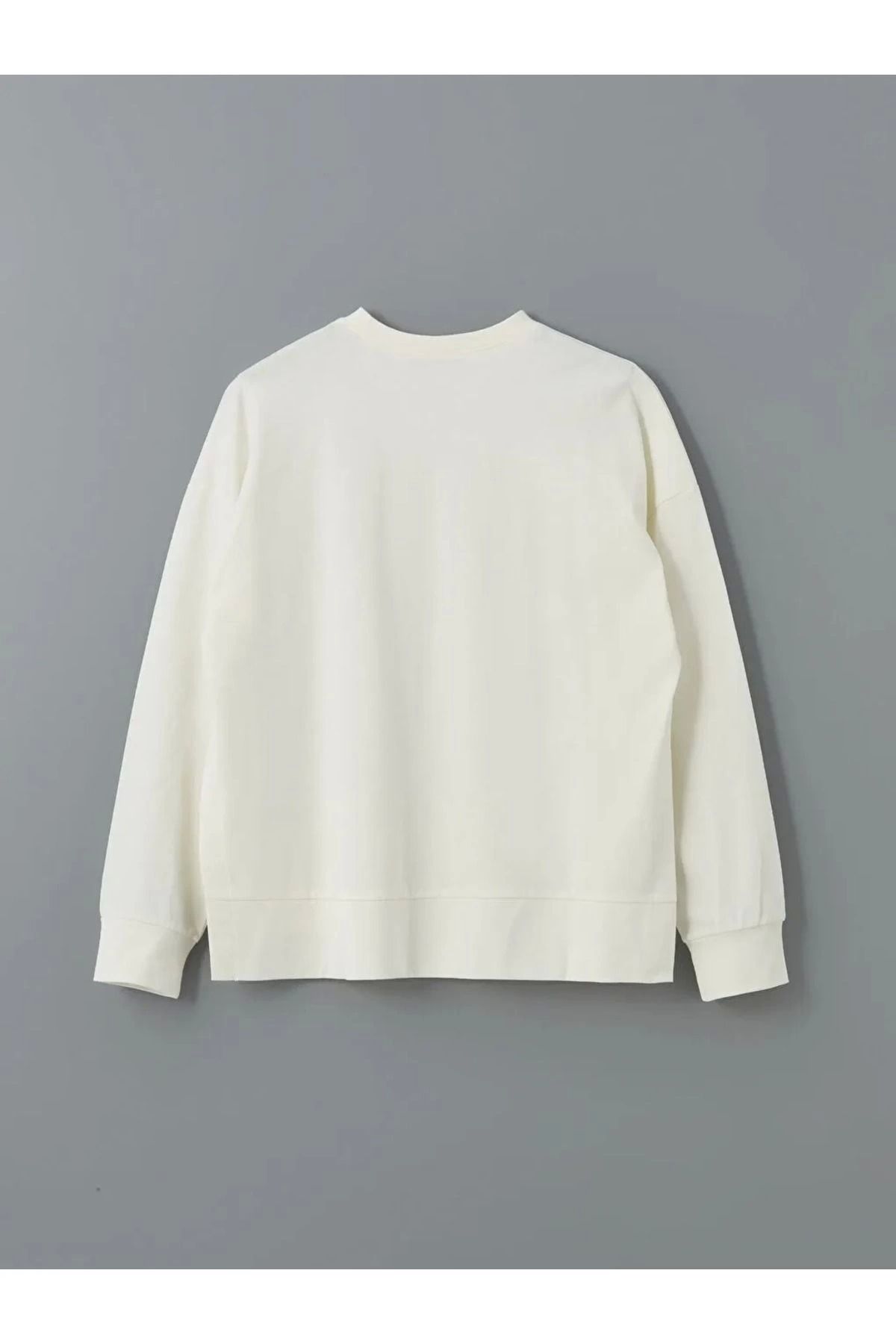 LC Waikiki LCWAIKIKI Modest Ekru Bisiklet Yaka Kadın Sweatshirt