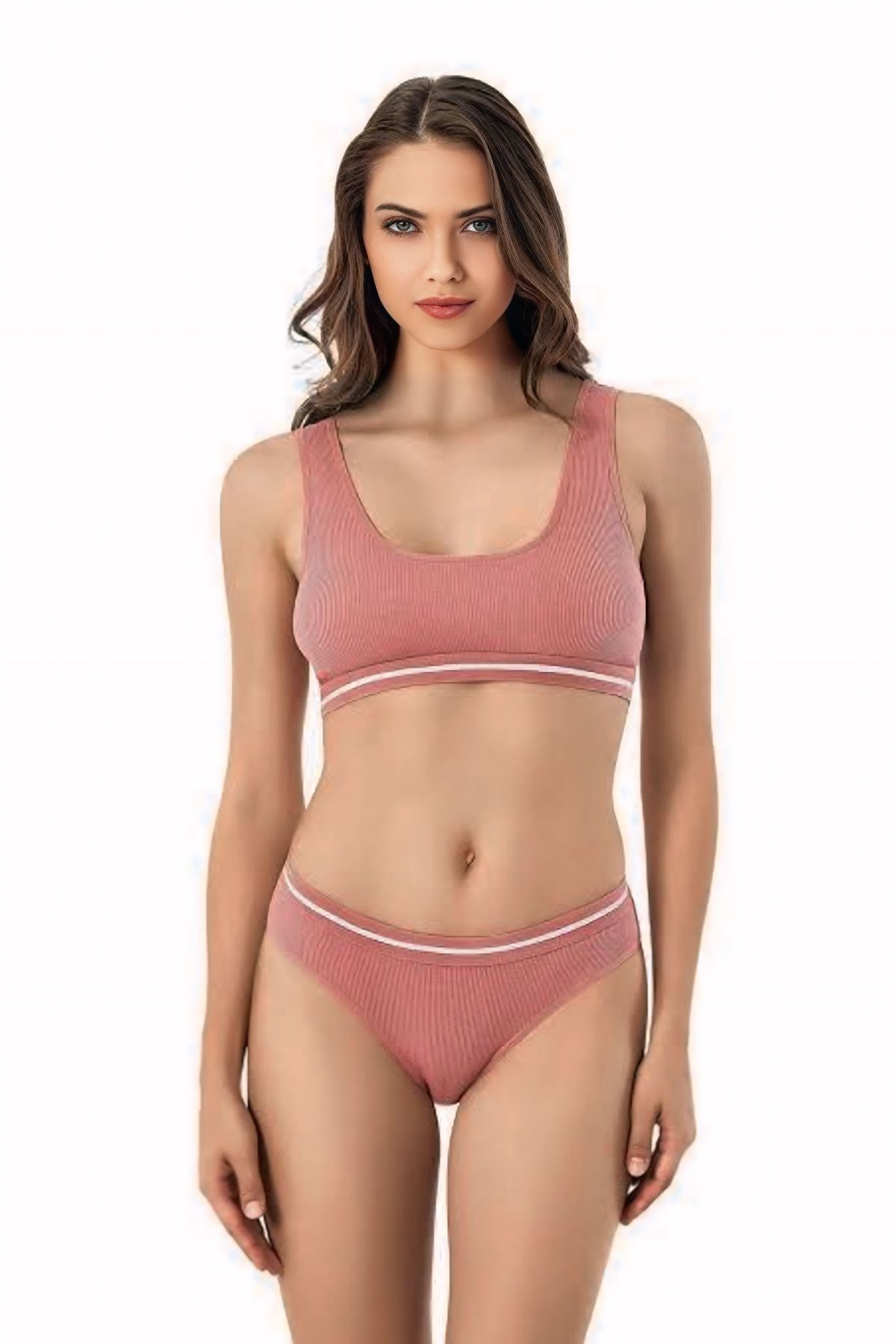 SERAURA Kaşkorse Çıkarılabilir Pedli Büstiyer ve Bikinili Alt Üst Takım