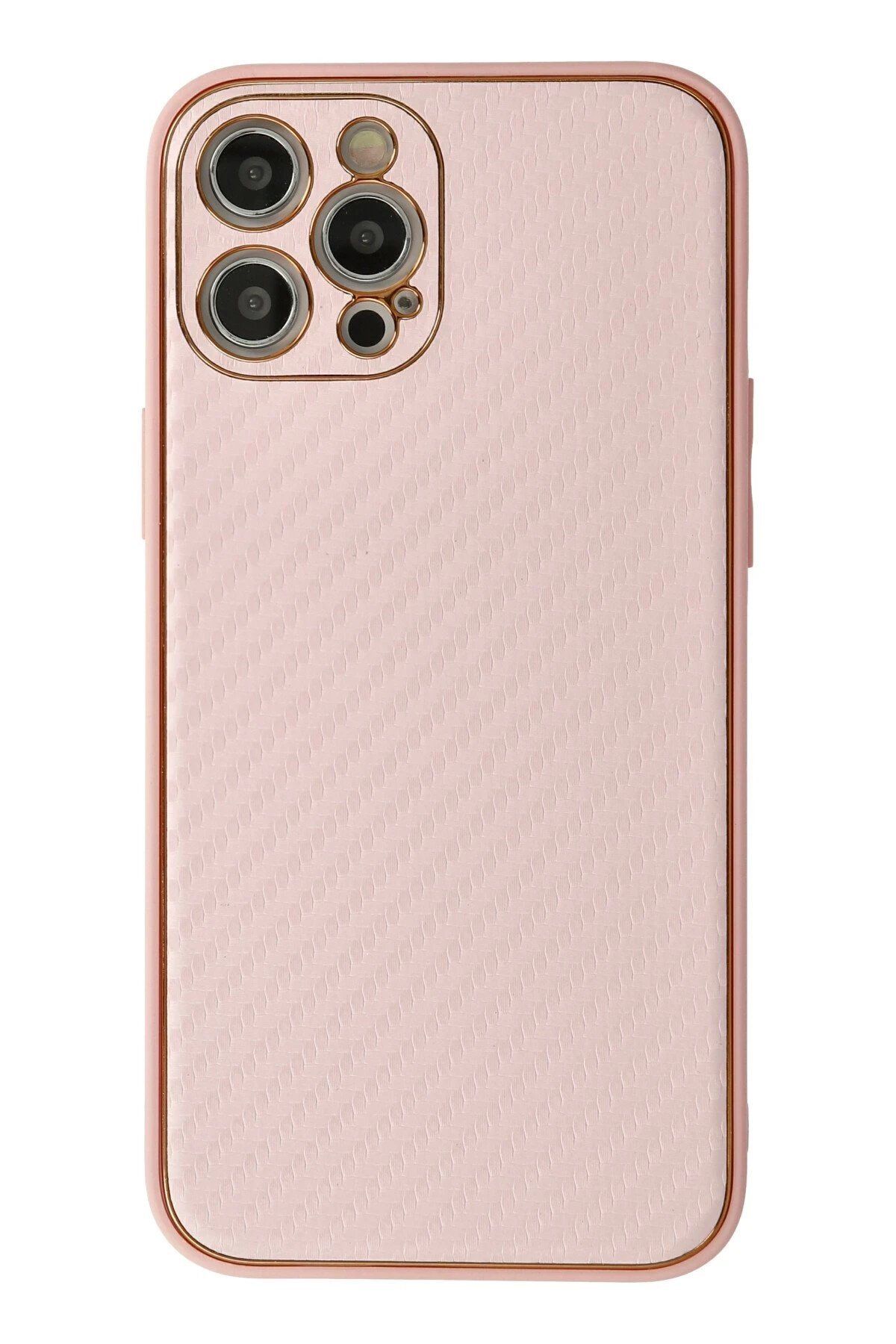 CepteToptan Newface iPhone 12 Pro Max Kılıf Coco Karbon Silikon - Pembe