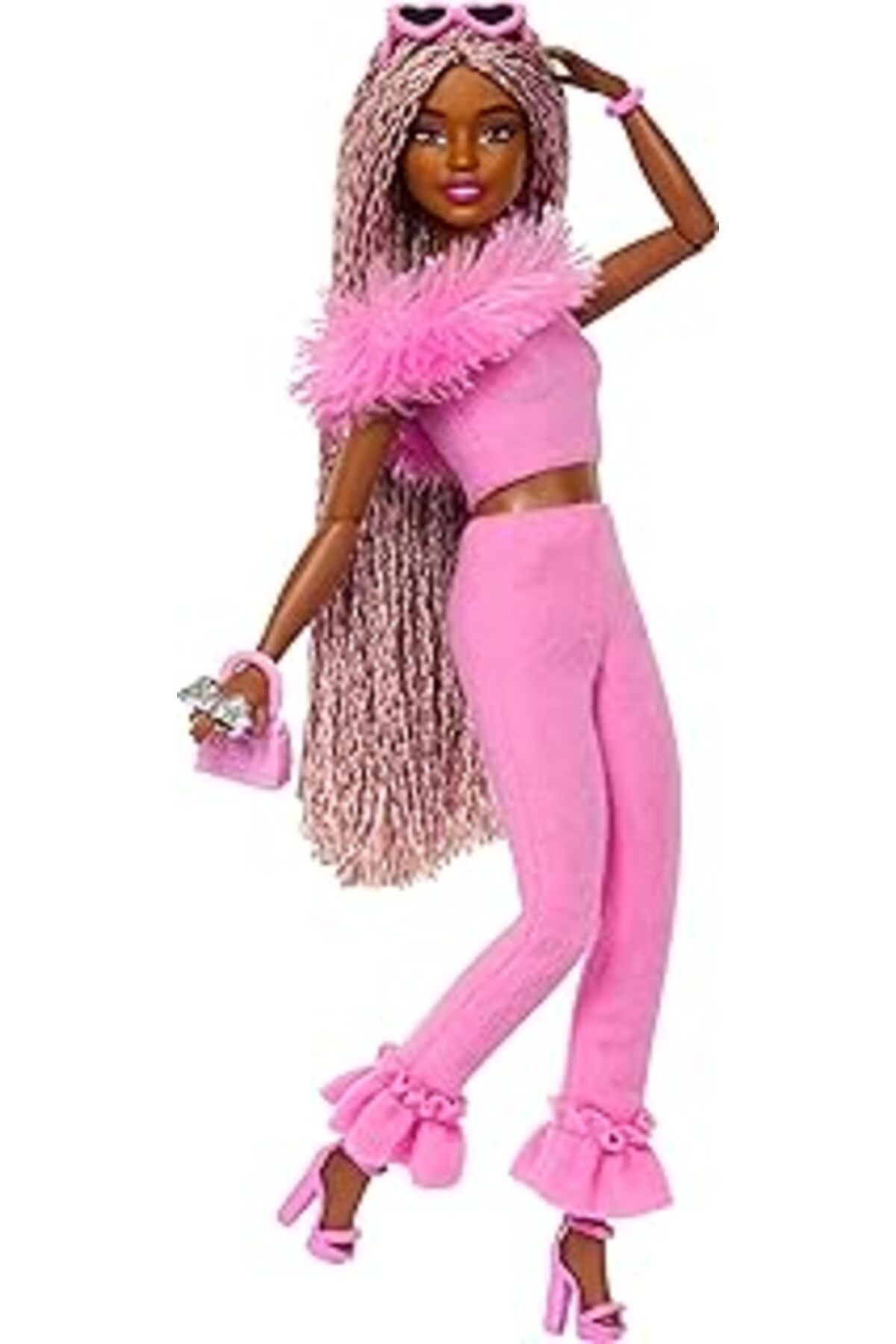 Pazarcan Barbie Deluxe Style Kahverengi Örgü Saçlı Bebek Hyv28