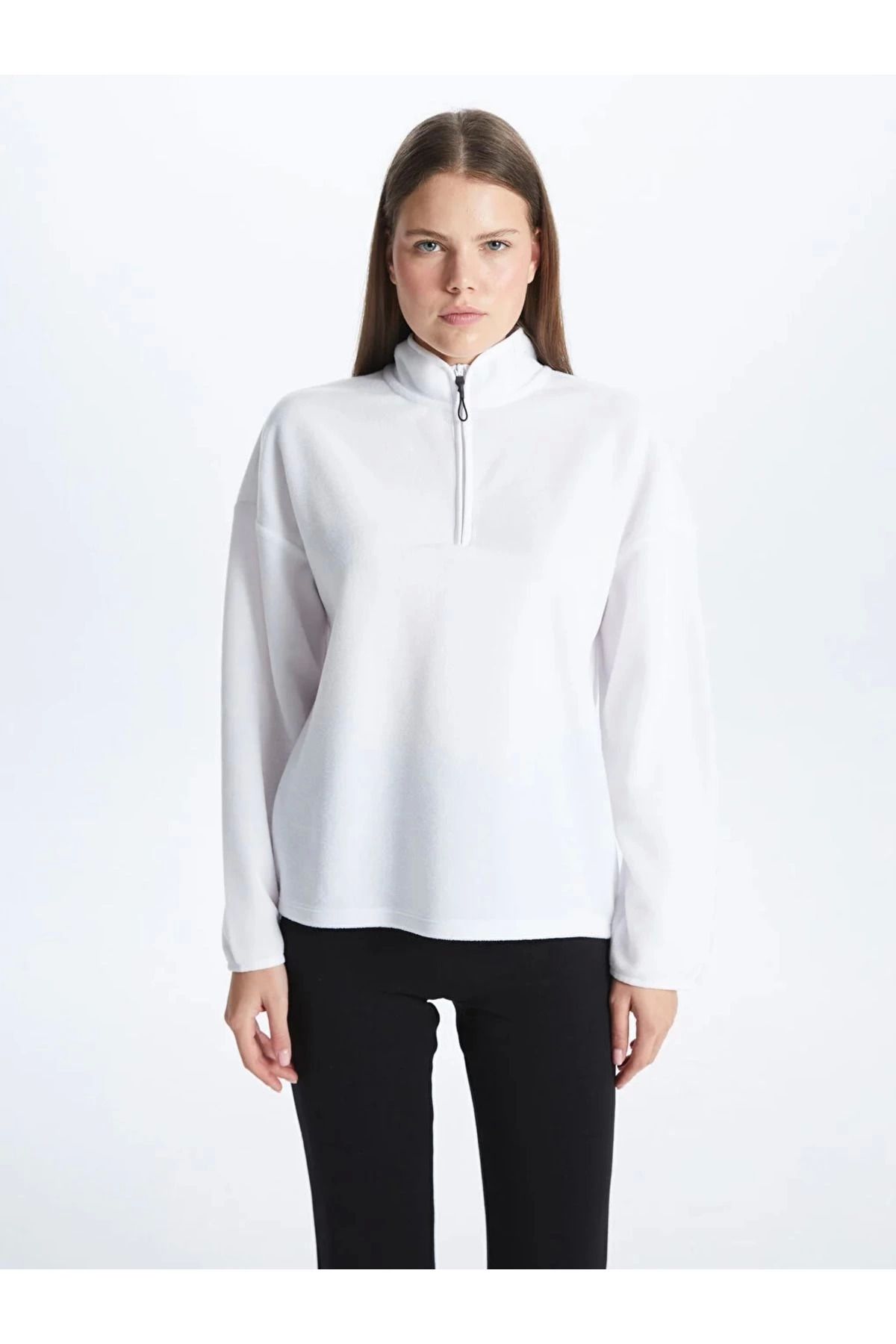 LC Waikiki LCWAIKIKI FOR MYSELF'TEN Dik Yaka Düz Uzun Kollu Oversize Kadın Sweatshirt