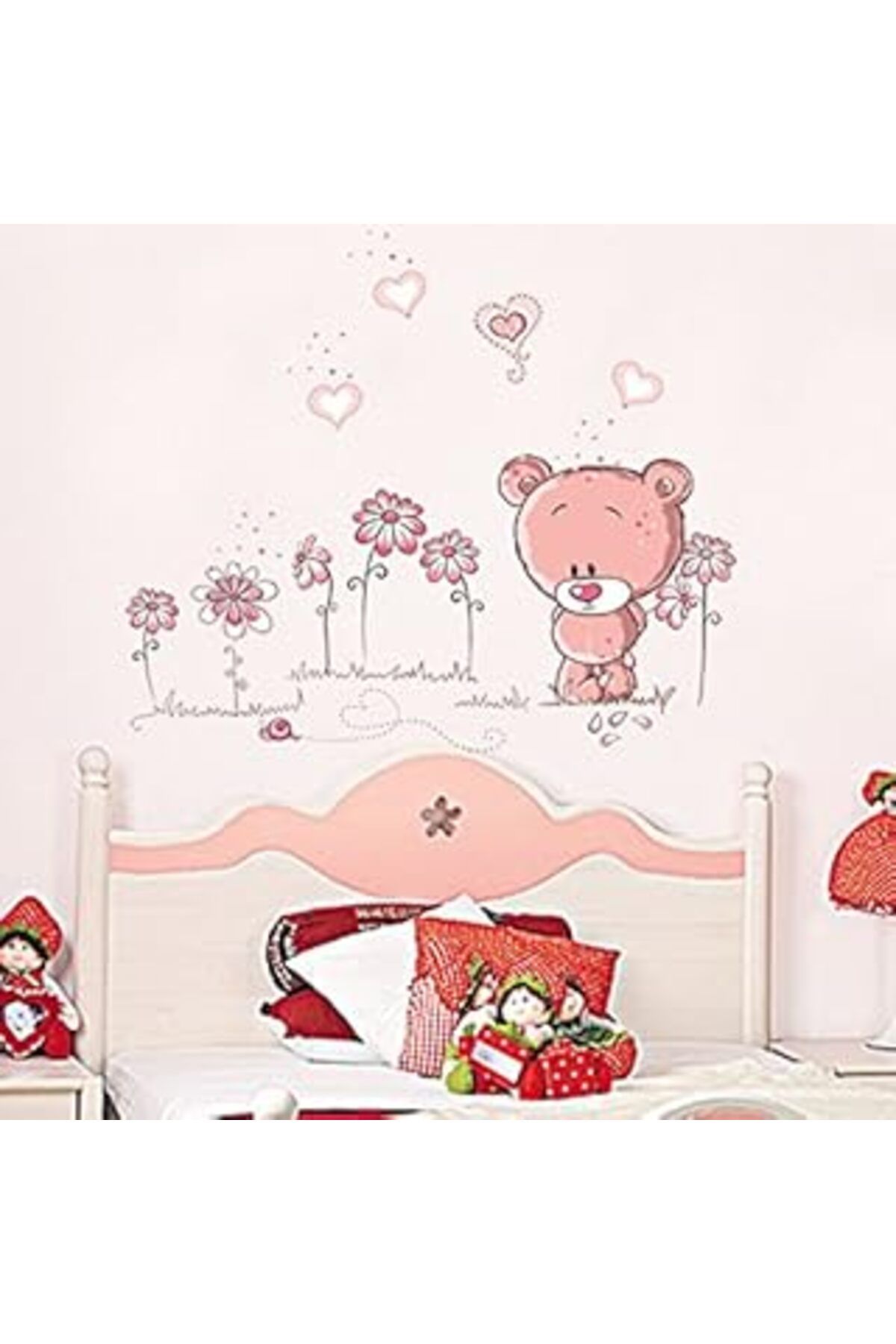 Pazarcan Kids Duvar Sticker Bebek Ve Çocuk Odası Dekorasyonu Pembe Duvar Dekor Sevimli Ayıcık Etiket