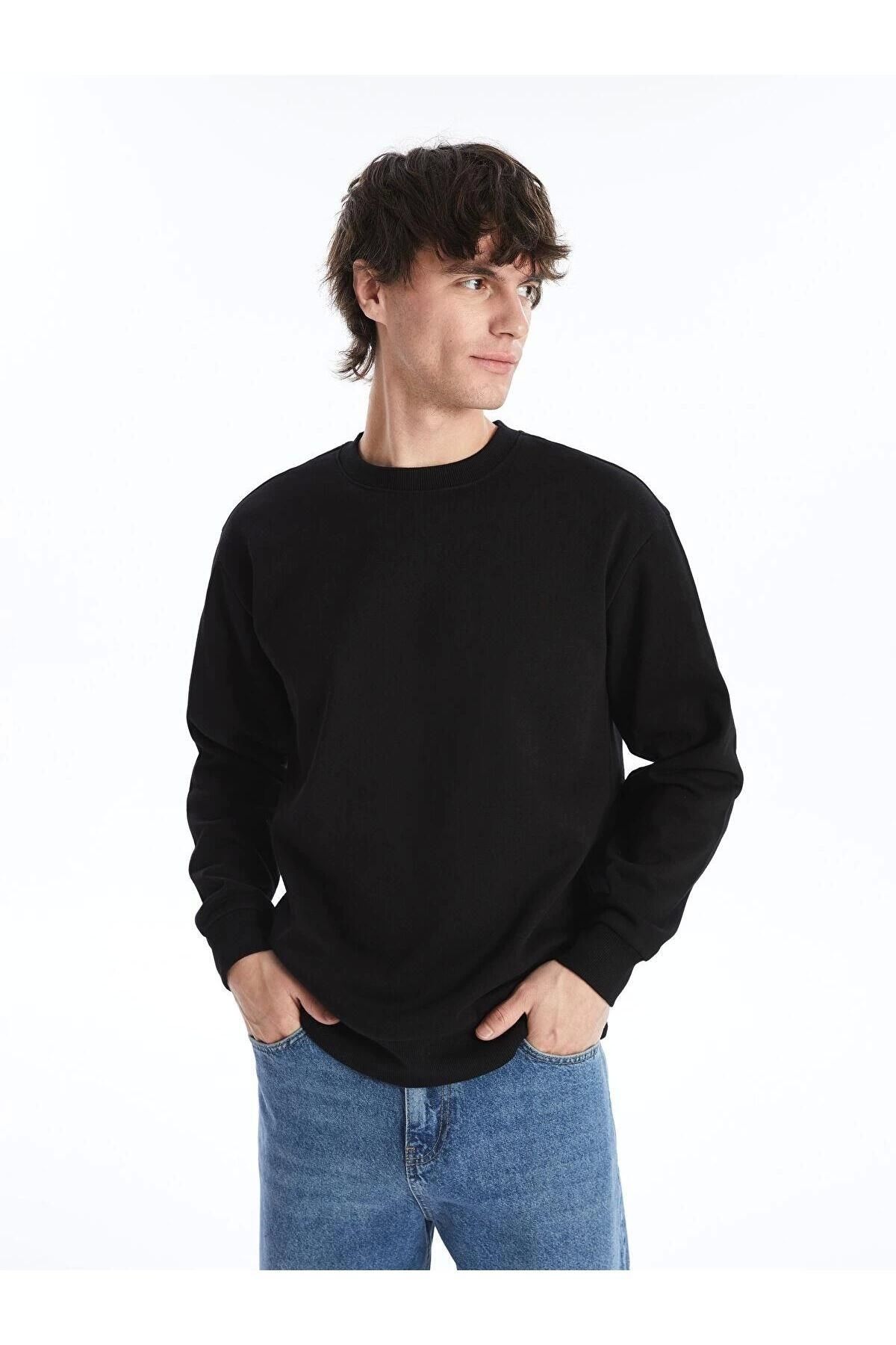 LC Waikiki LCWAIKIKI XSIDE Siyah Bisiklet Yaka Uzun Kollu Erkek Kalın Sweatshirt