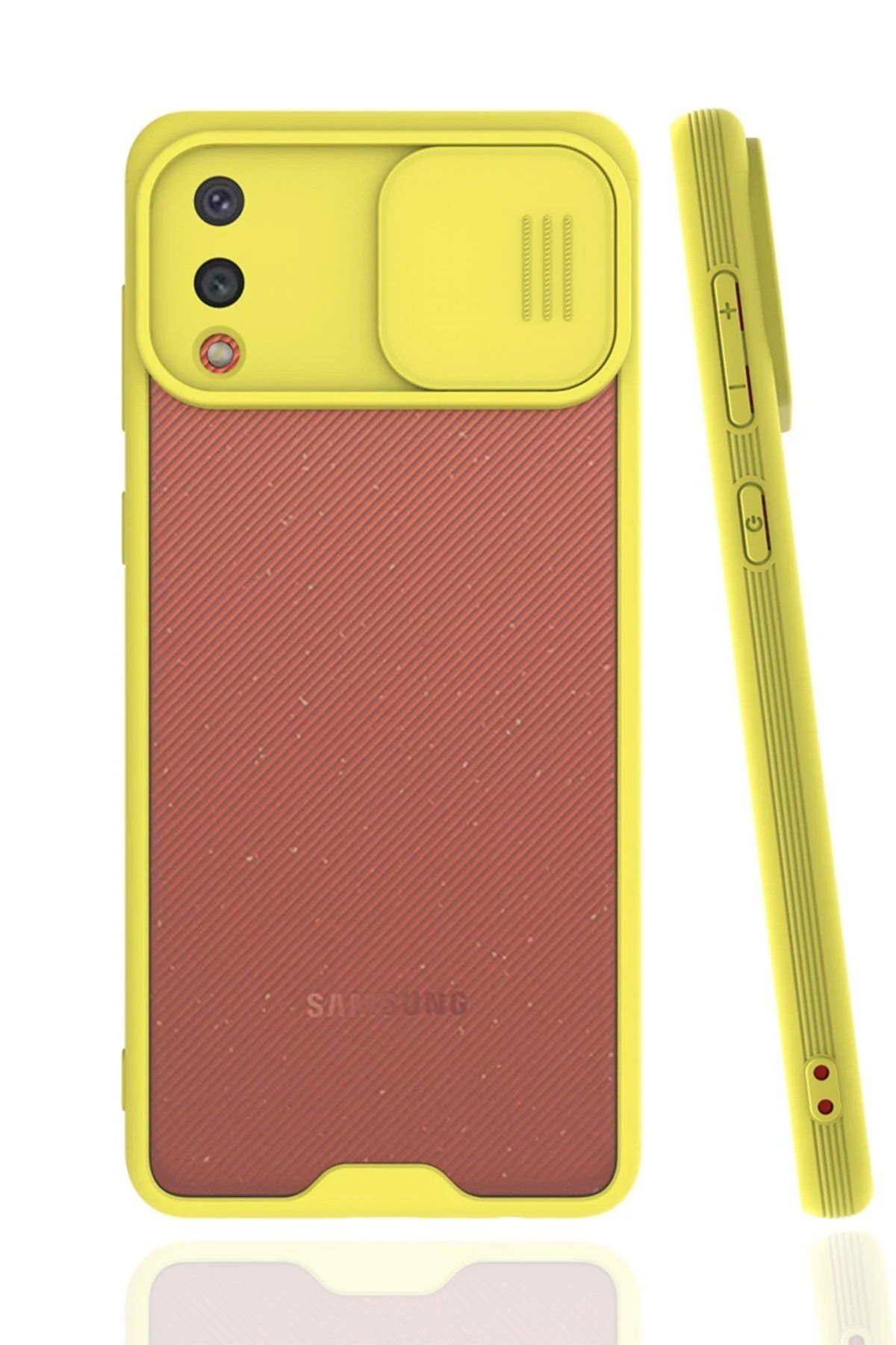CepteToptan Newface Samsung Galaxy A02 Kılıf Platin Kamera Koruma Silikon - Sarı