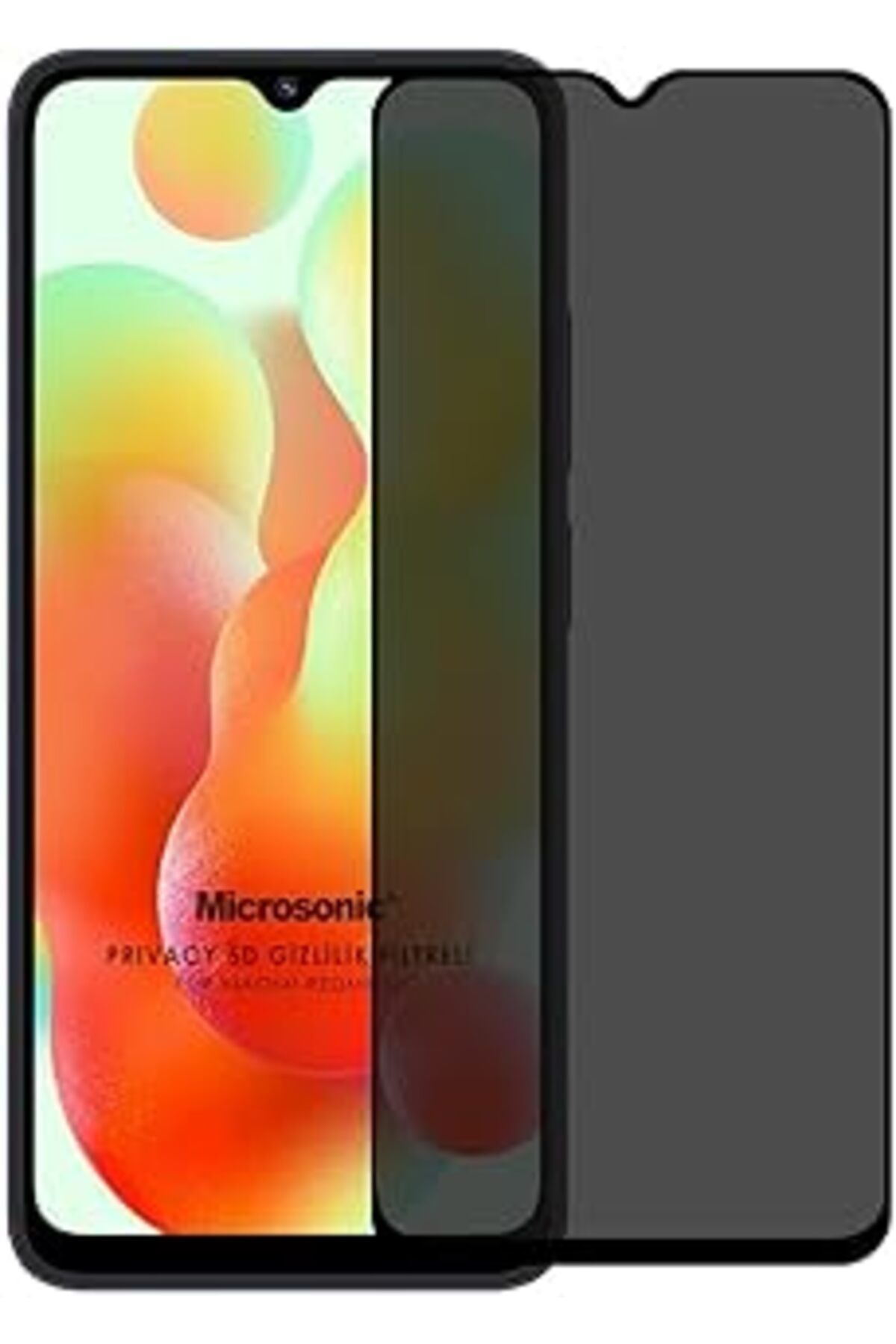 Pazarcan Microsonic Xiaomi Redmi 12C Privacy 5D Gizlilik Filtreli Cam Ekran Koruyucu Siyah