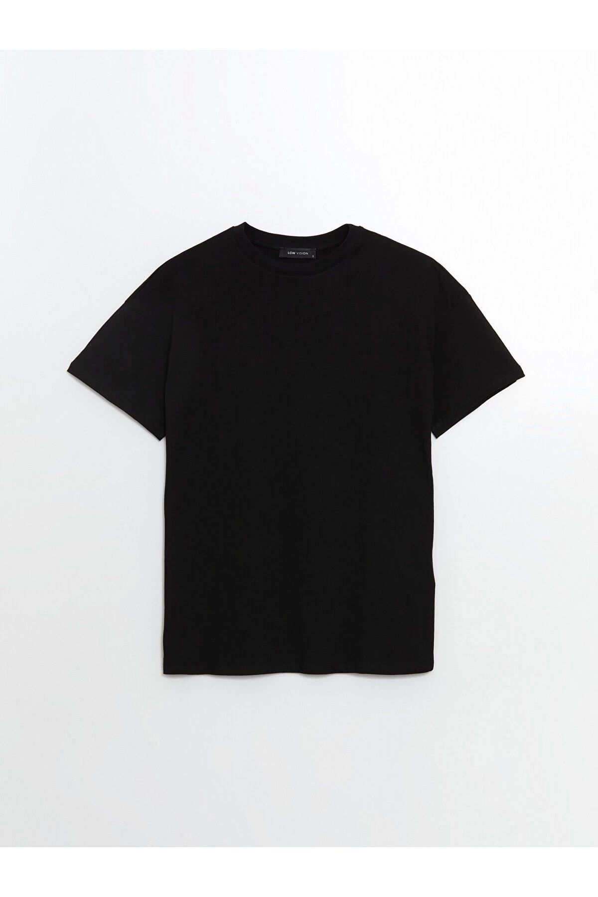 LC Waikiki LCWAIKIKI Bisiklet Yaka Oversize Kadın Tişört