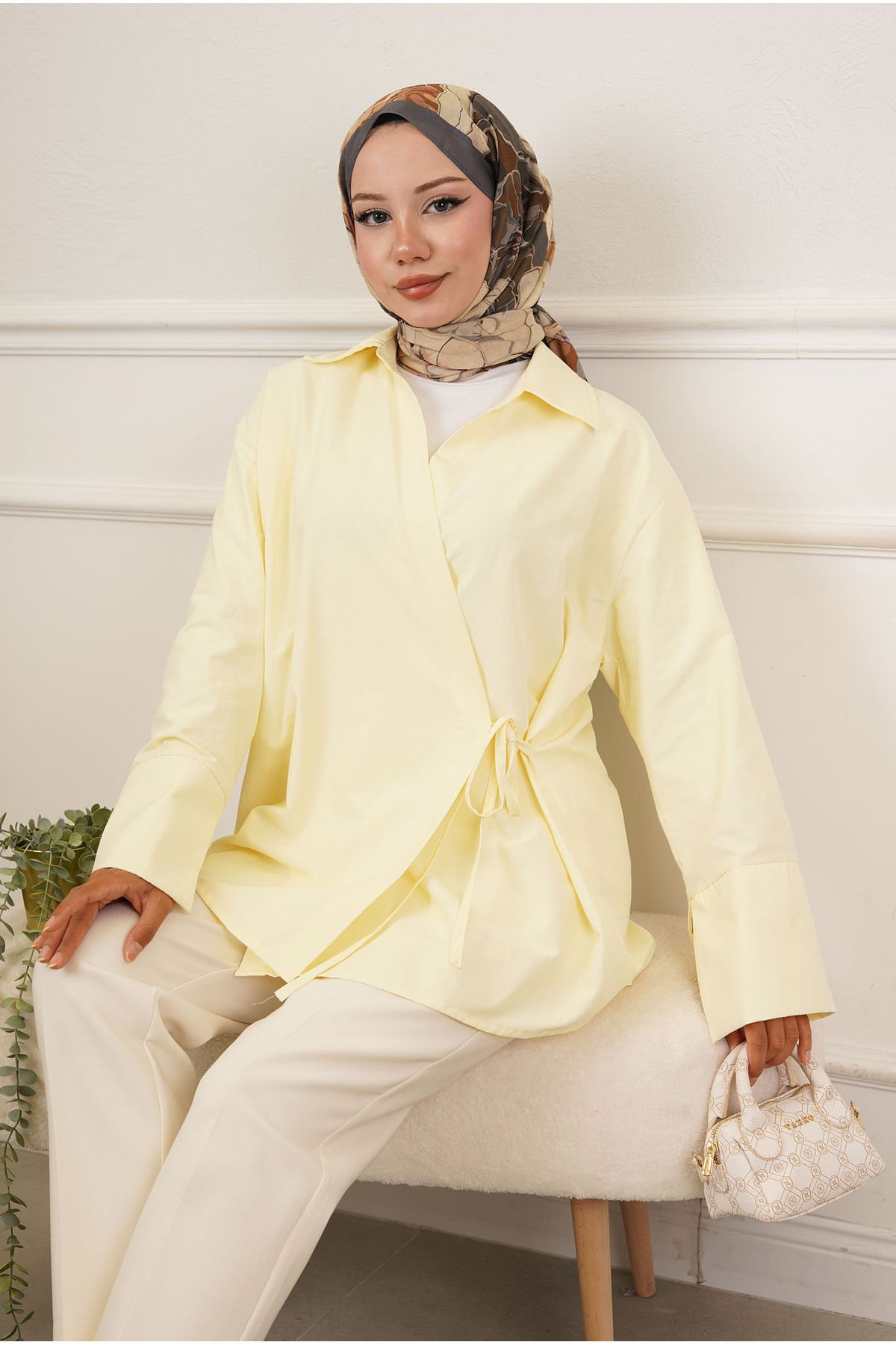 efruza moda Butter Yellow Gömlek Kimono